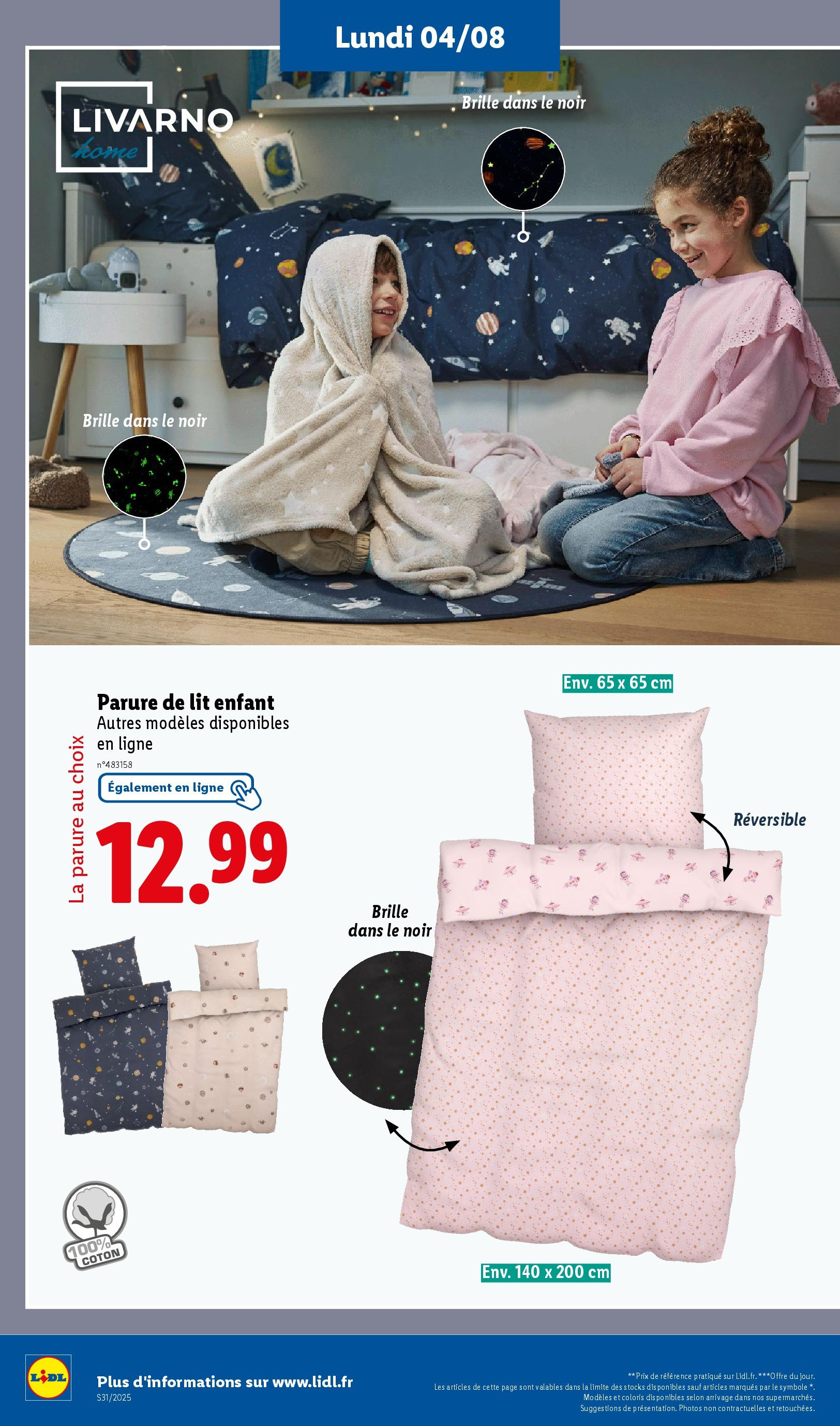 Catalogue LIDL du 30/07/2025 | Promo prospectus en ligne | Page: 32 | Produits: Coton, Parure de lit, Lit Catalogue LIDL du 30/07/2025 | Promo prospectus en ligne | Page: 32 | Produits: Coton, Parure de lit, Lit
