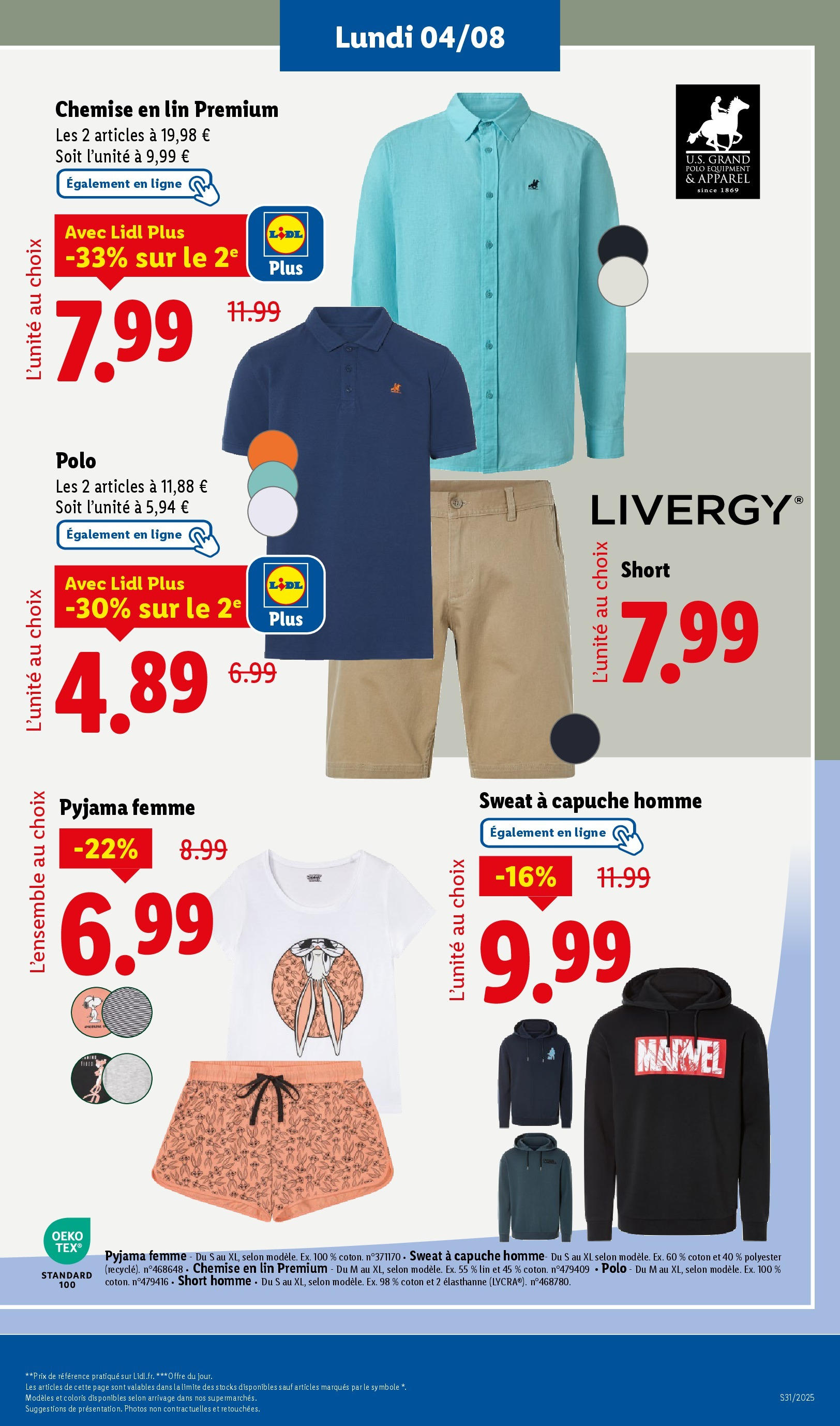Catalogue LIDL du 30/07/2025 | Promo prospectus en ligne | Page: 35 | Produits: Polo, Chemise, Sweat à capuche, Pyjama Catalogue LIDL du 30/07/2025 | Promo prospectus en ligne | Page: 35 | Produits: Polo, Chemise, Sweat à capuche, Pyjama