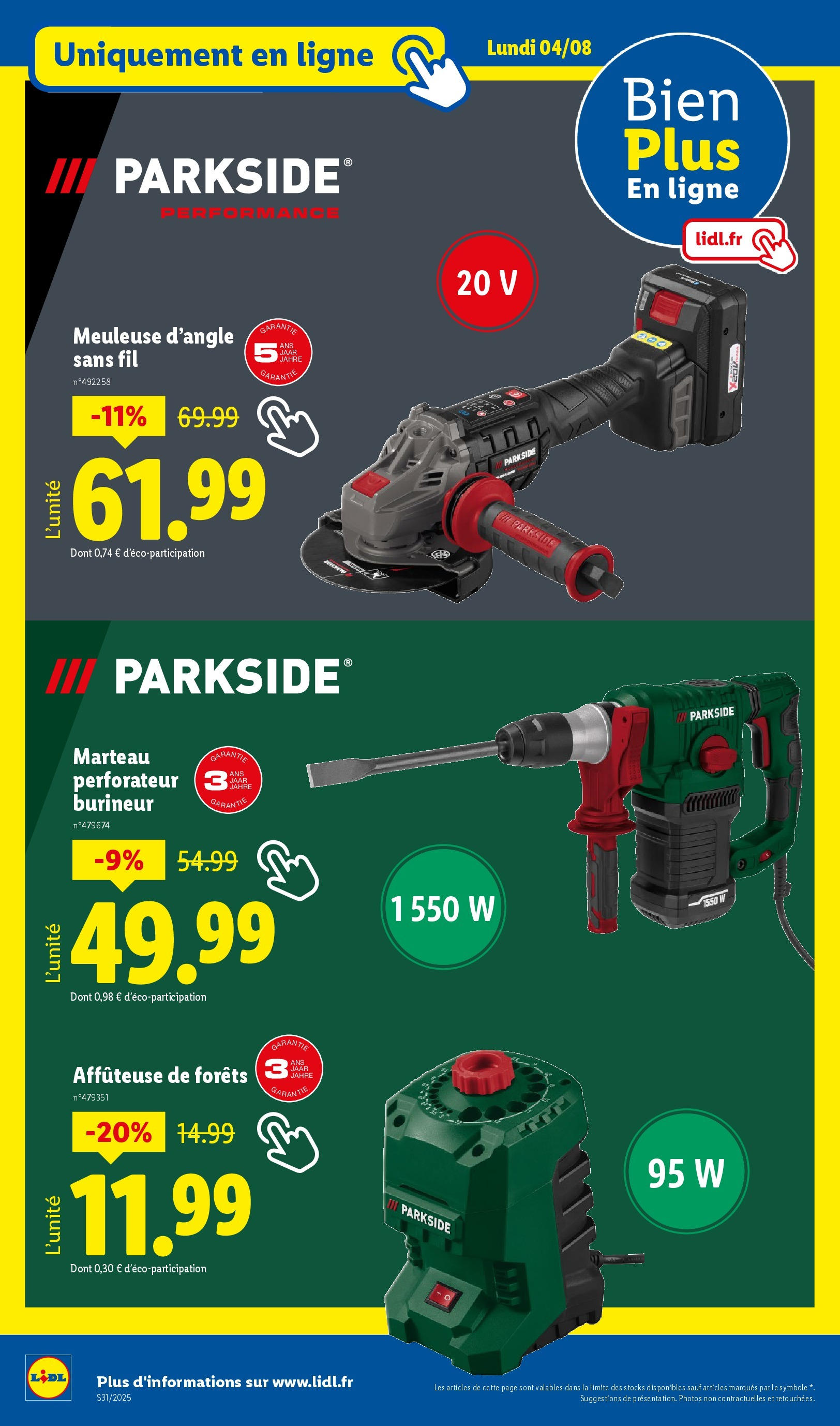 Catalogue LIDL du 30/07/2025 | Promo prospectus en ligne | Page: 38 | Produits: Meuleuse, Marteau Catalogue LIDL du 30/07/2025 | Promo prospectus en ligne | Page: 38 | Produits: Meuleuse, Marteau