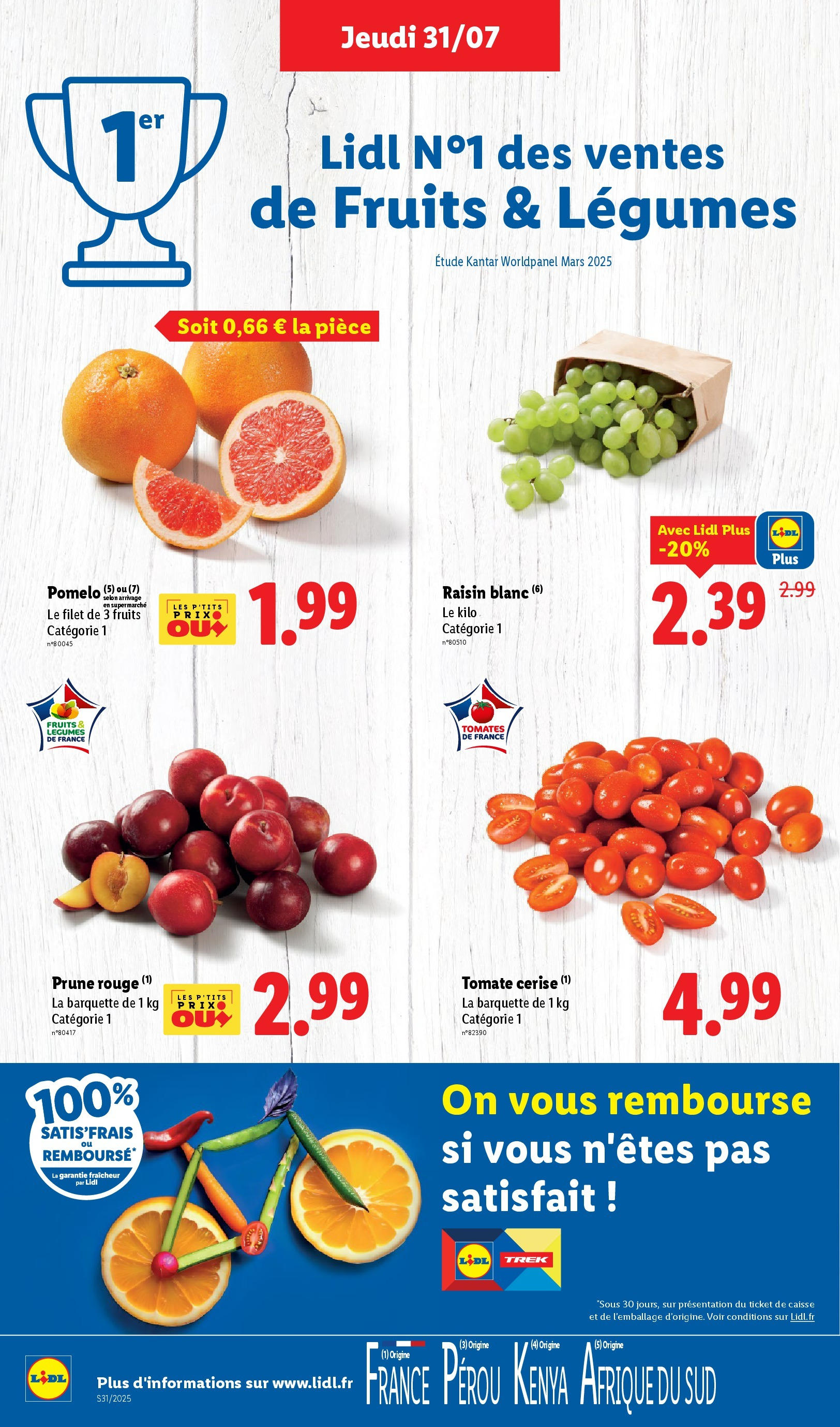 Catalogue LIDL du 30/07/2025 | Promo prospectus en ligne | Page: 4 | Produits: Prune, Raisin, Tomate cerise, Tomates
