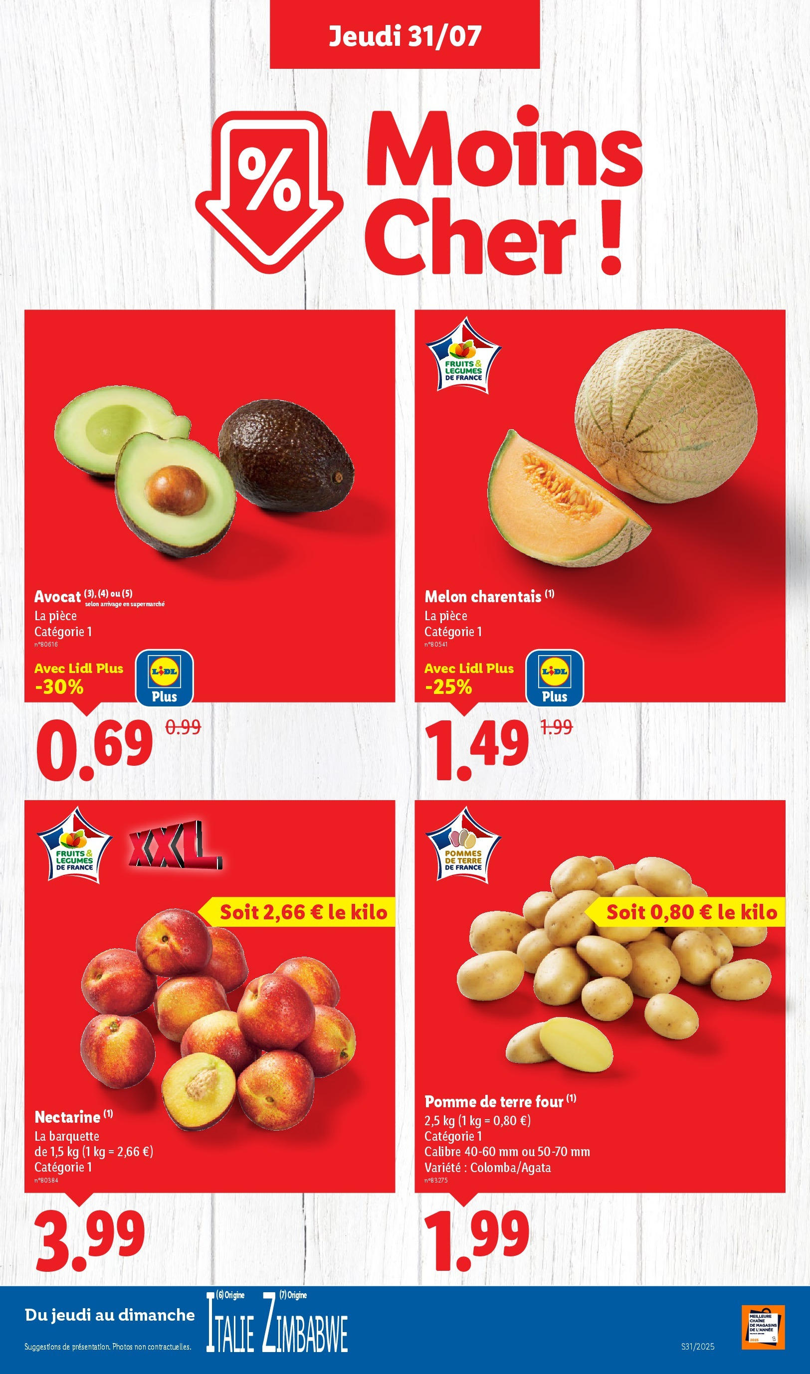 Catalogue LIDL du 30/07/2025 | Promo prospectus en ligne | Page: 5 | Produits: Avocat, Melon, Pomme, Pomme de terre