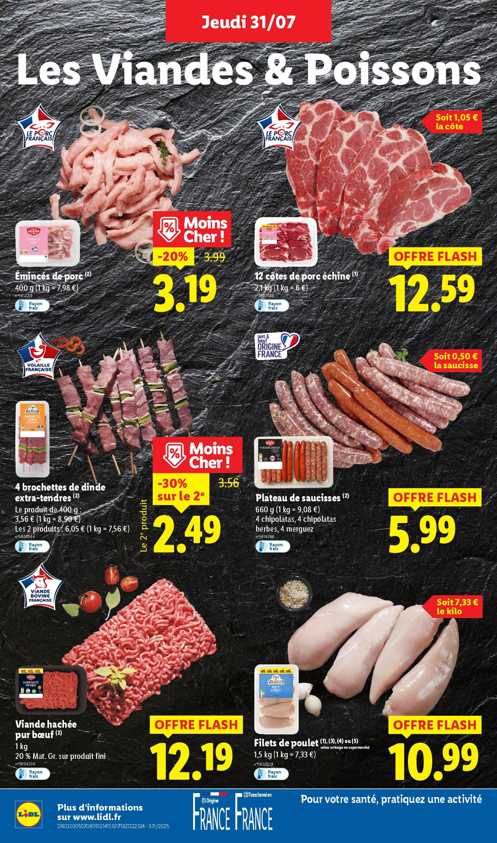Catalogue LIDL du 30/07/2025 | Promo prospectus en ligne | Page: 6 | Produits: Viande hachée, Saucisse, Viande, Viande bovine