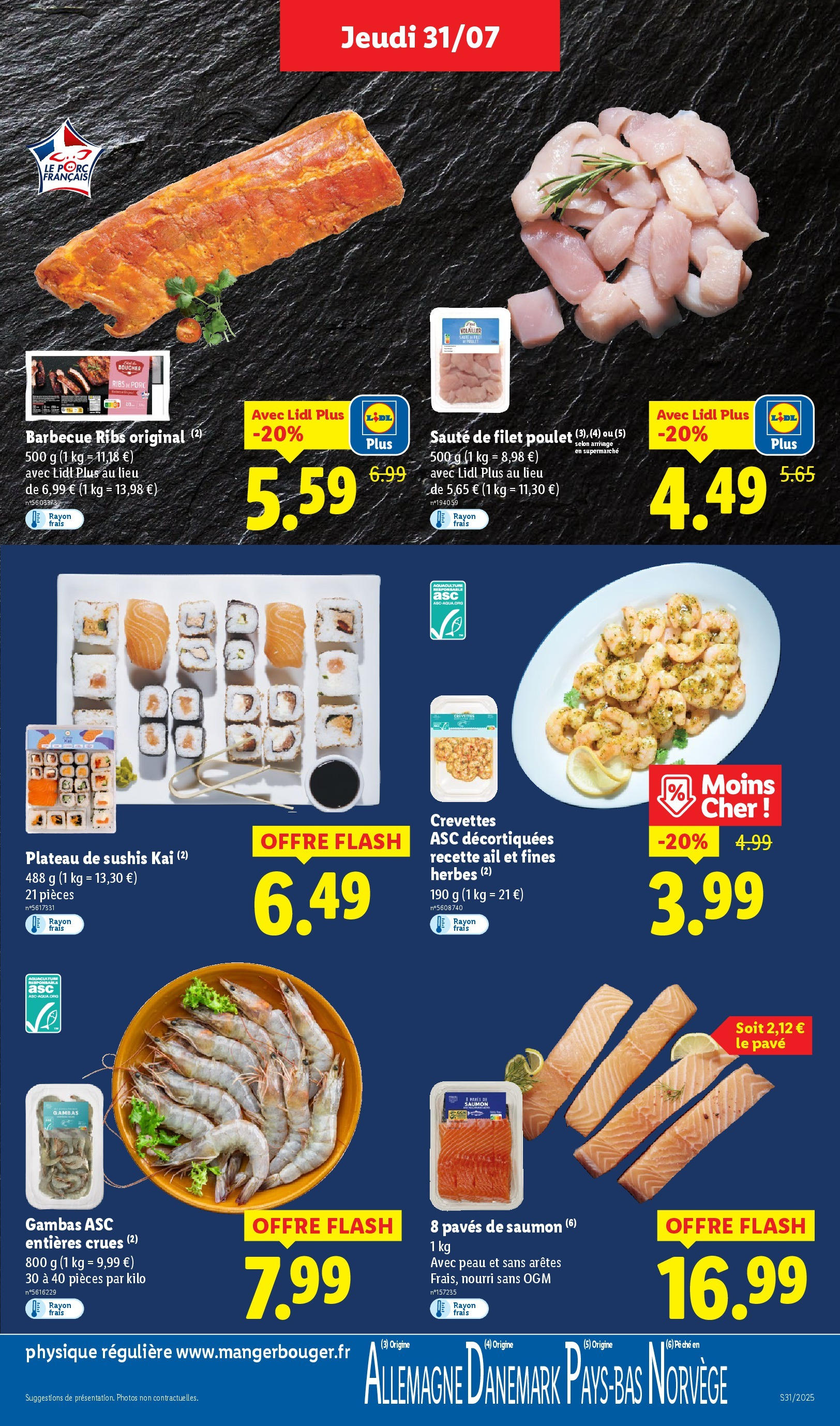 Catalogue LIDL du 30/07/2025 | Promo prospectus en ligne | Page: 7 | Produits: Plateau, Ribs, Porc, Saumon