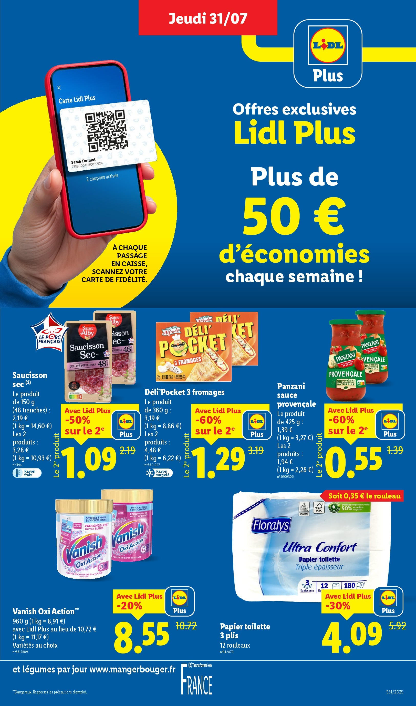 Catalogue LIDL du 30/07/2025 | Promo prospectus en ligne | Page: 9 | Produits: Papier toilette, Sandwich, Poudre, Rouleau