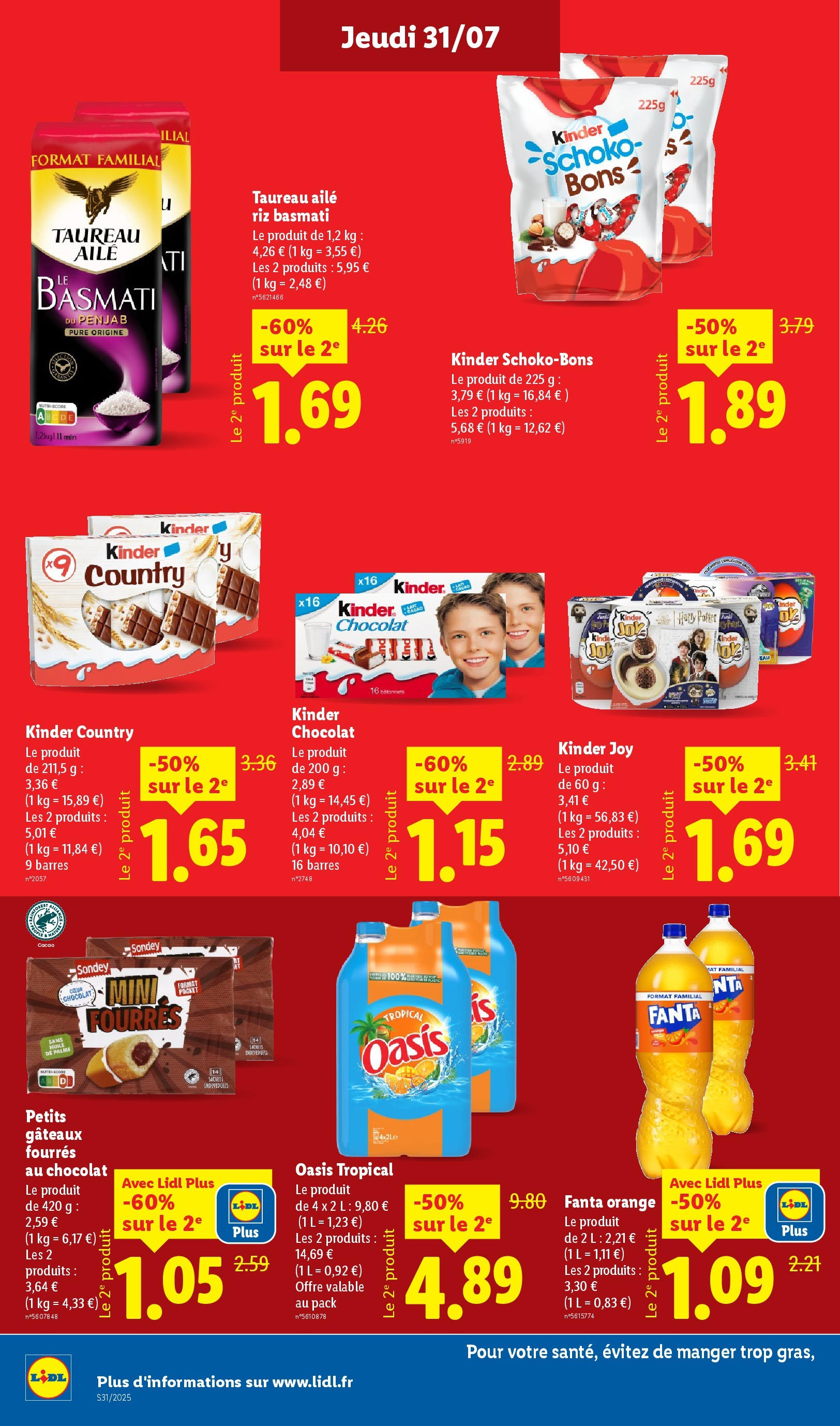 Catalogue LIDL du 30/07/2025 | Promo prospectus en ligne | Page: 12 | Produits: Riz basmati, Oasis tropical, Gâteaux fourrés au chocolat, Chocolat