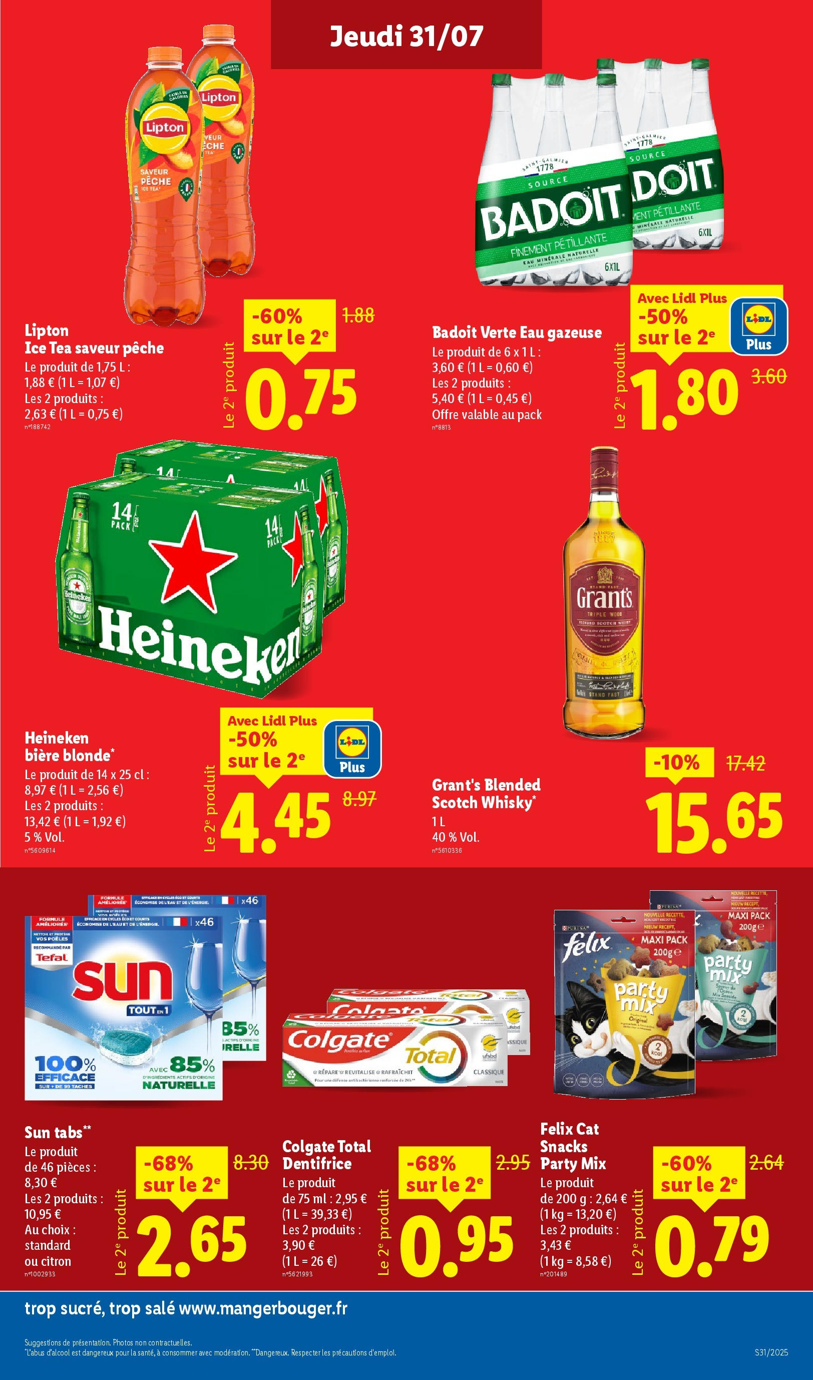 Catalogue LIDL du 30/07/2025 | Promo prospectus en ligne | Page: 13 | Produits: Whisky, Eau minérale, Citron, Heineken Bière blonde