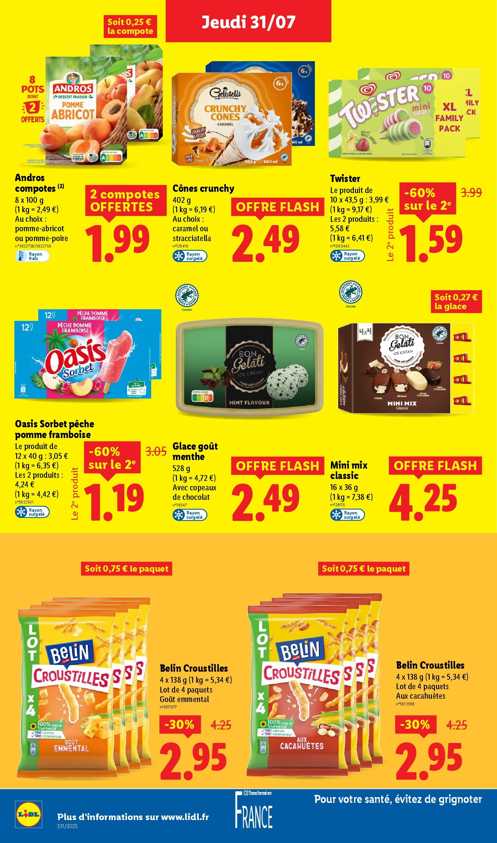 Catalogue LIDL du 30/07/2025 | Promo prospectus en ligne | Page: 16 | Produits: Pêche, Pomme, Cônes, Chocolat