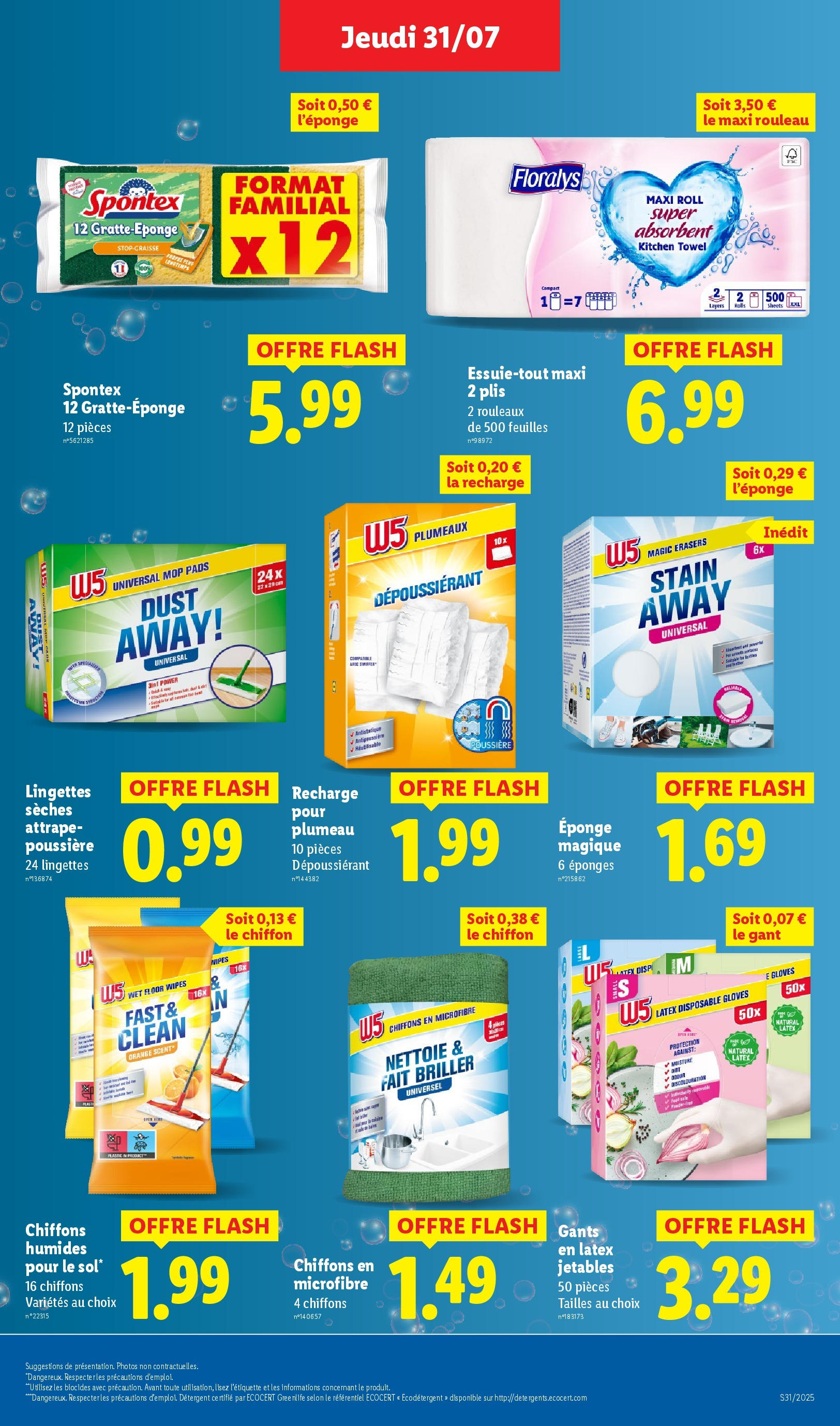 Catalogue LIDL du 30/07/2025 | Promo prospectus en ligne | Page: 23 | Produits: Gants en latex, Rouleau, Détergent, Gants