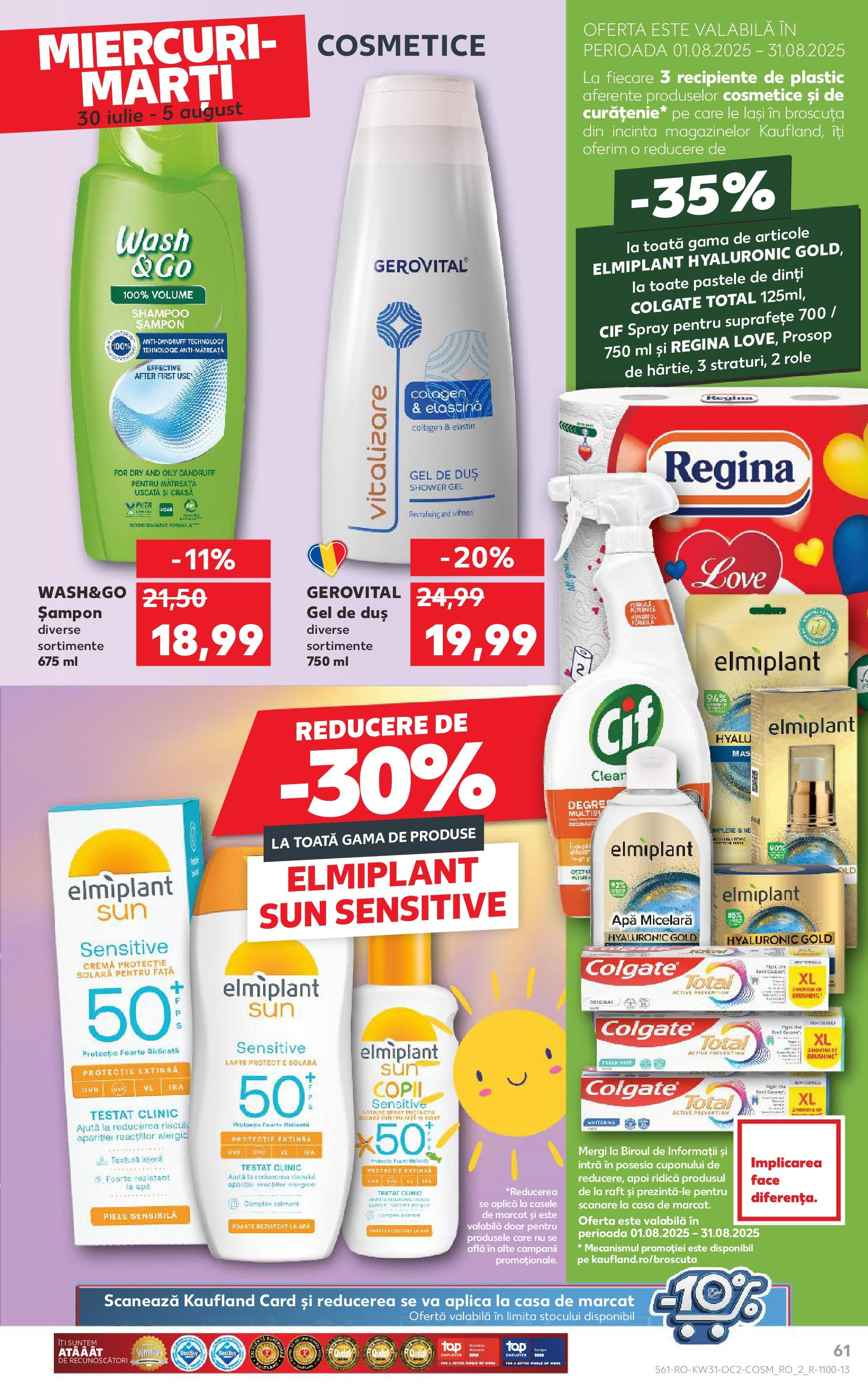 Catalog Kaufland - Zalau 30.07.2025 || Revista si Oferte | Pagină: 61 | Produse: Role, Șampon, Apă micelară, Gel de duș Catalog Kaufland - Zalau 30.07.2025 - Revista si Oferta | Pagină: 61 | Produse: Role, Șampon, Apă micelară, Gel de duș