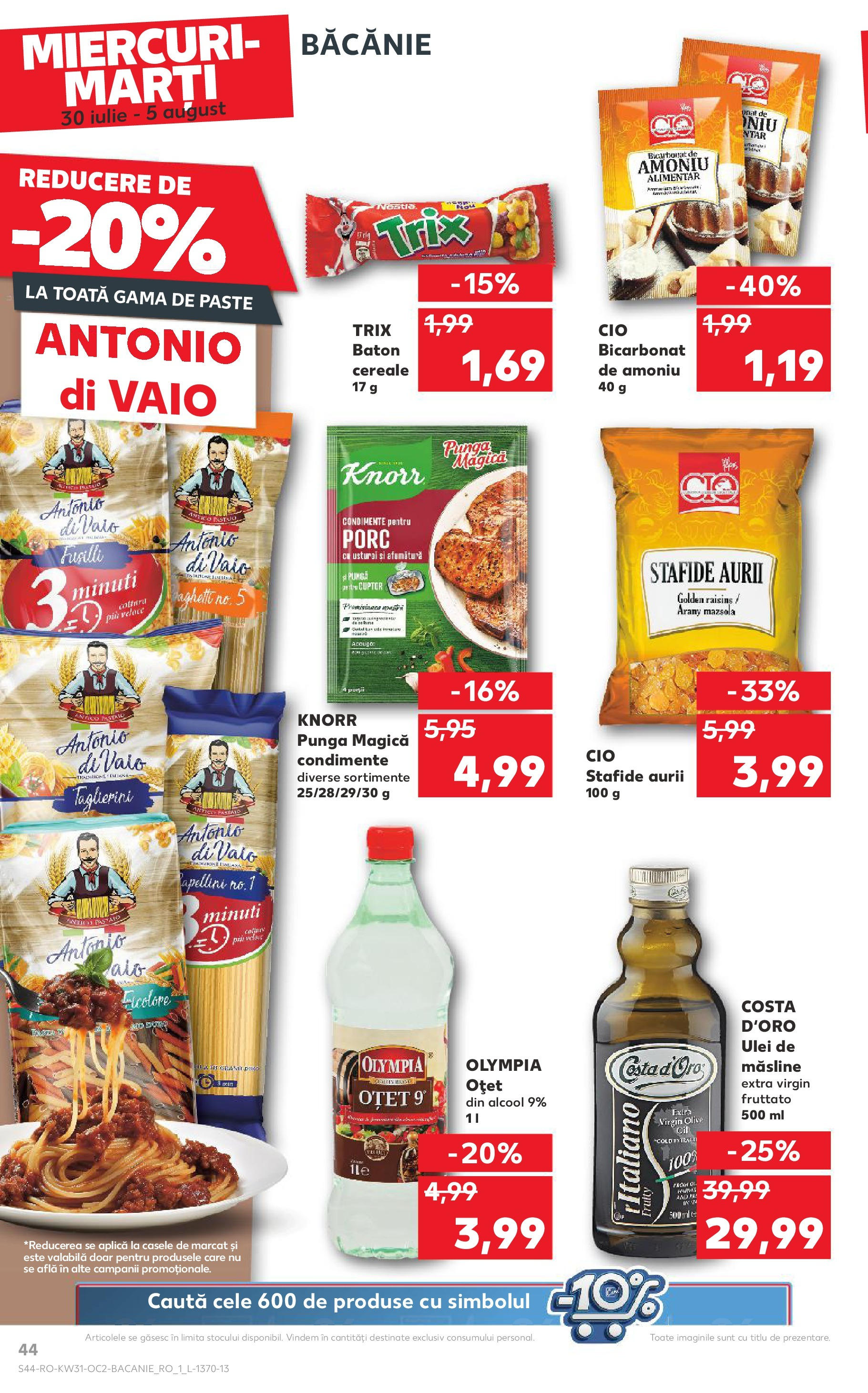Catalog Kaufland - Viseu de Sus 30.07.2025 || Revista si Oferte | Pagină: 44 | Produse: Pungă, Ulei, Cereale, Paste Catalog Kaufland - Viseu de Sus 30.07.2025 - Revista si Oferta | Pagină: 44 | Produse: Pungă, Ulei, Cereale, Paste