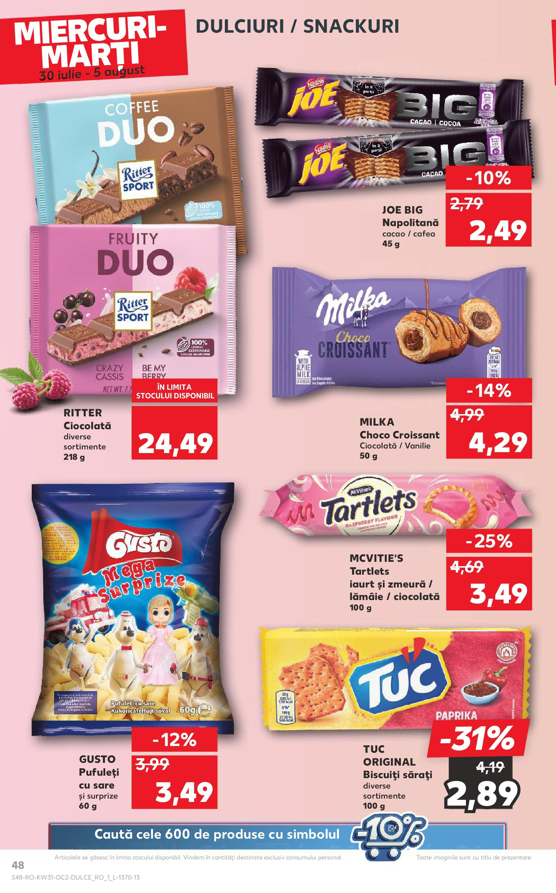 Catalog Kaufland - Viseu de Sus 30.07.2025 || Revista si Oferte | Pagină: 48 | Produse: Ciocolată, Pufuleți, Biscuiți, Lămâie Catalog Kaufland - Viseu de Sus 30.07.2025 - Revista si Oferta | Pagină: 48 | Produse: Ciocolată, Pufuleți, Biscuiți, Lămâie