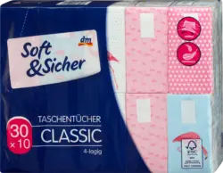 Soft&Sicher Taschentücher Classic Design 4-lagig (30x10 St)
