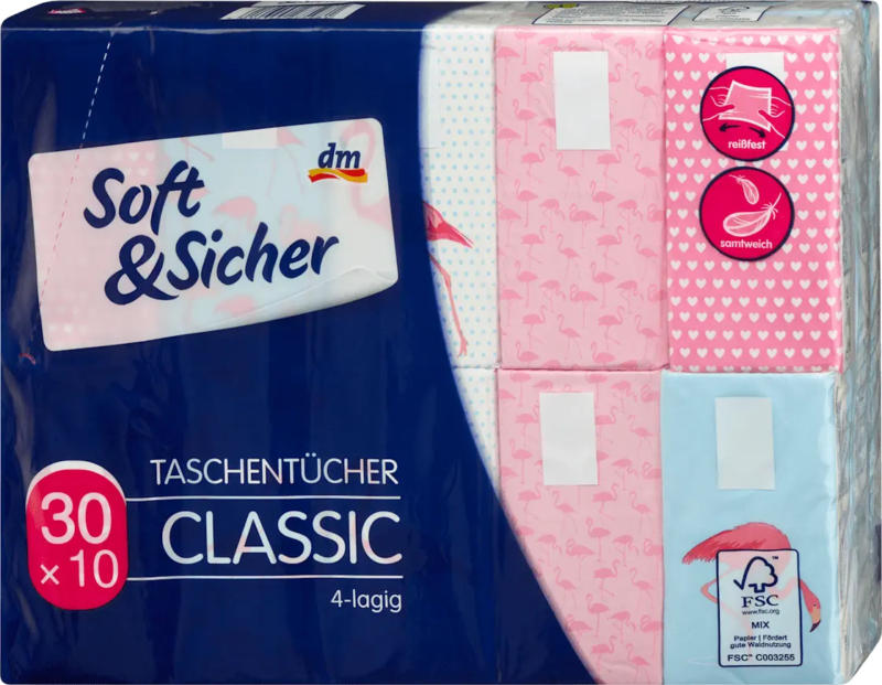 Soft&Sicher Taschentücher Classic Design 4-lagig (30x10 St)