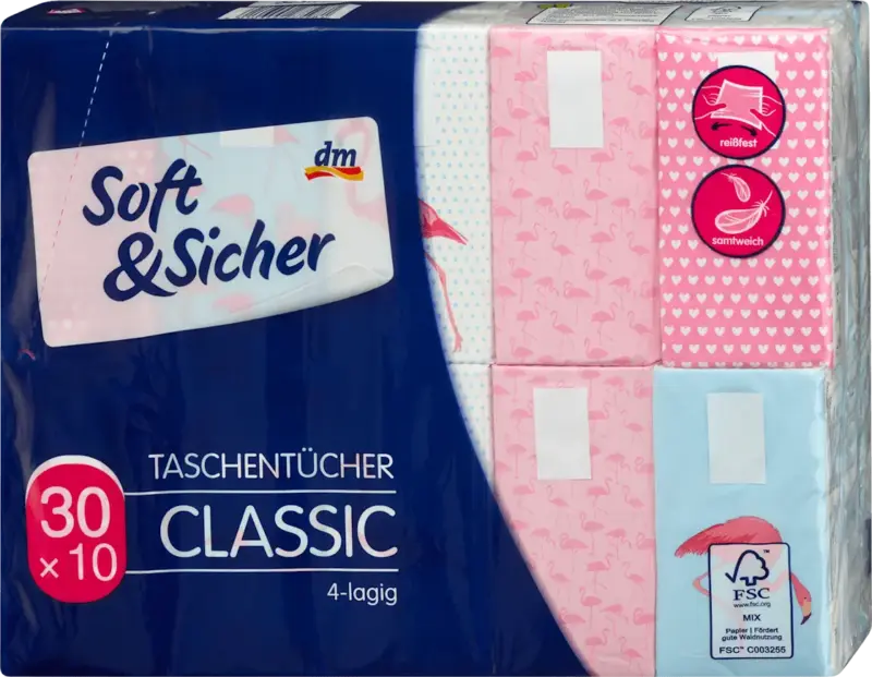 Soft&Sicher Taschentücher Classic Design 4-lagig (30x10 St)