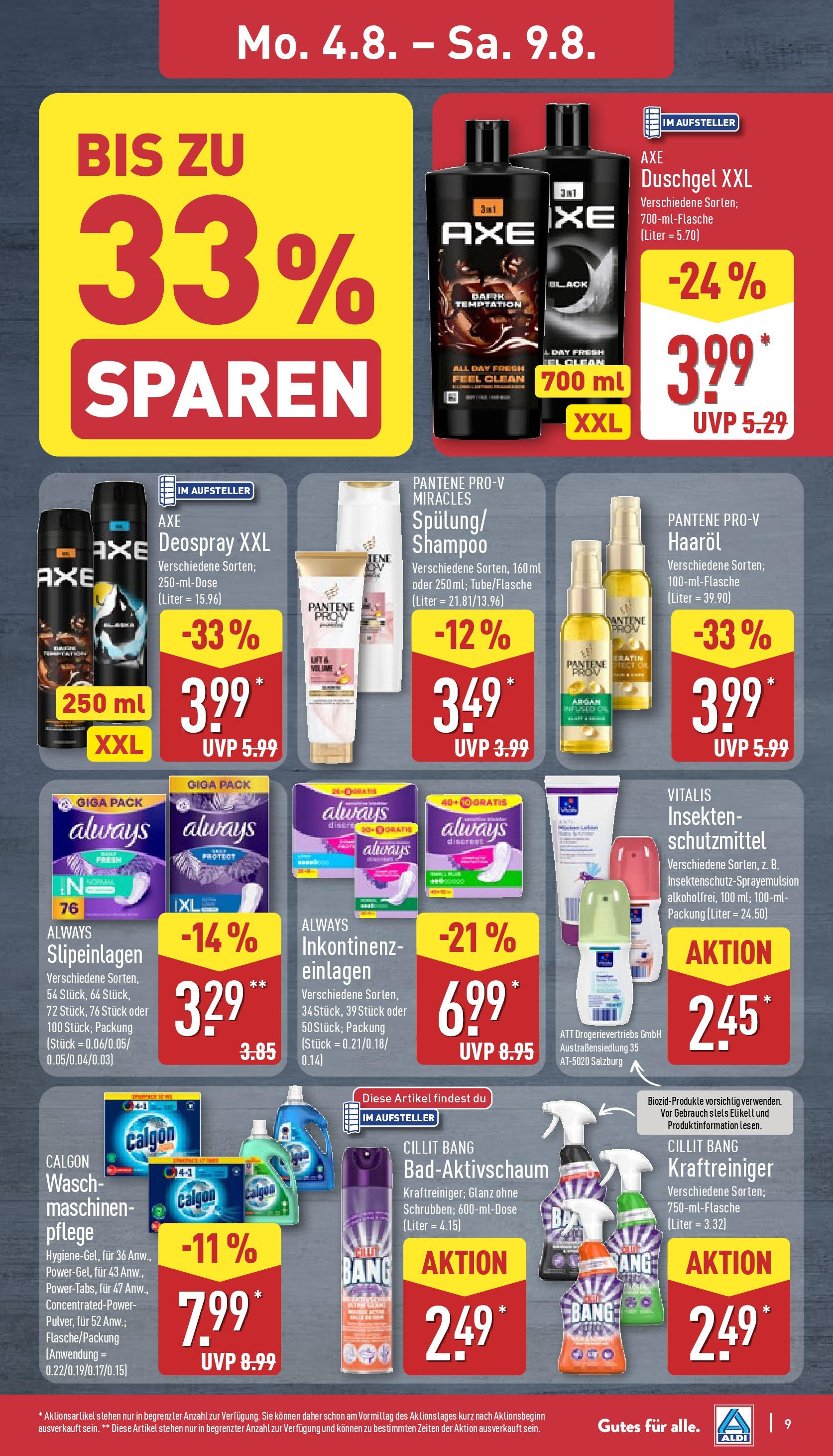 Aldi Prospekt 	 (ab 04.08.2025) » Angebote Online | Seite: 9 | Produkte: Öl, Shampoo, Haaröl, Deospray