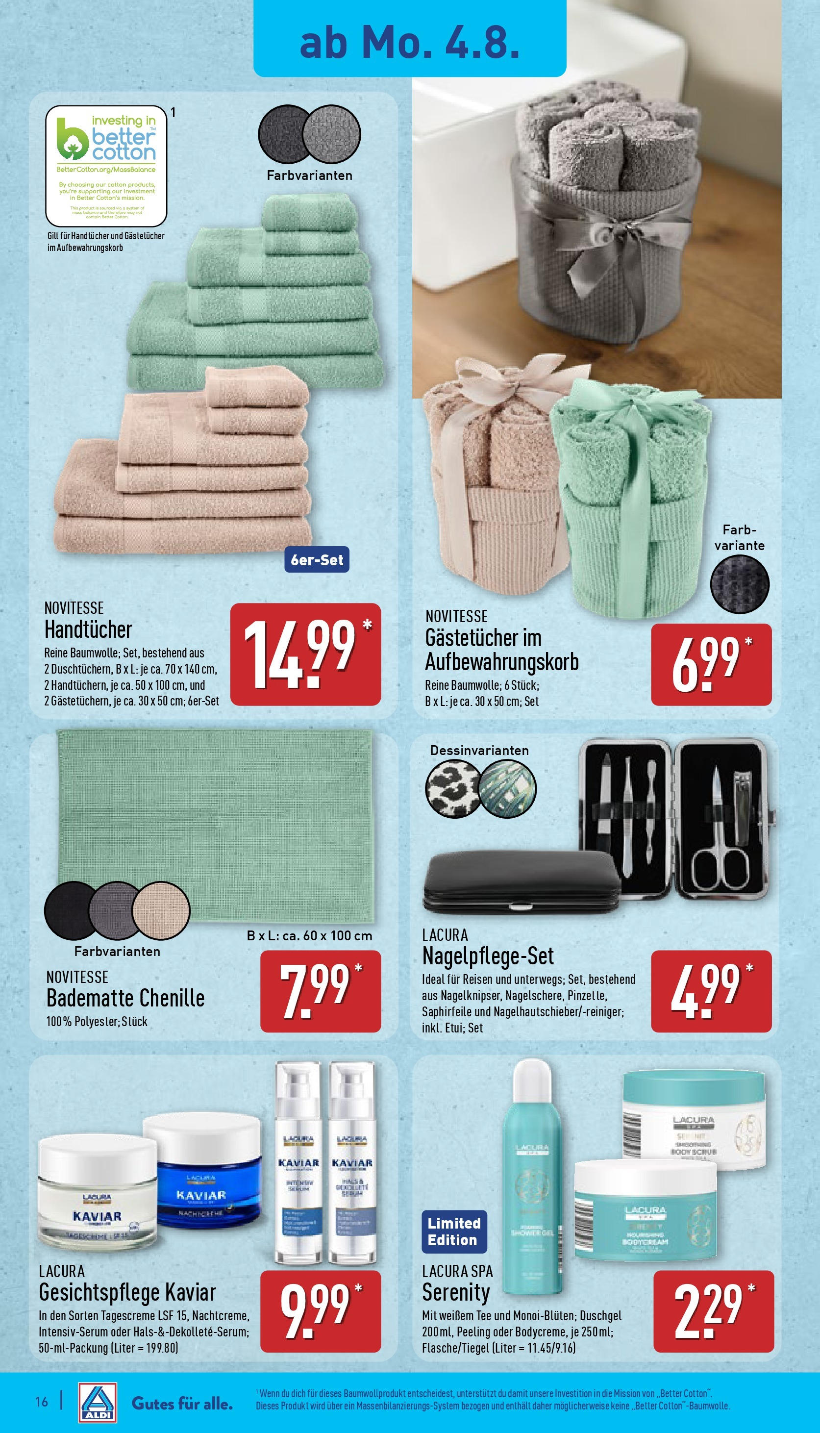 Aldi Prospekt 	 (ab 04.08.2025) » Angebote Online | Seite: 16 | Produkte: Peeling, Duschgel, Tee, Tagescreme