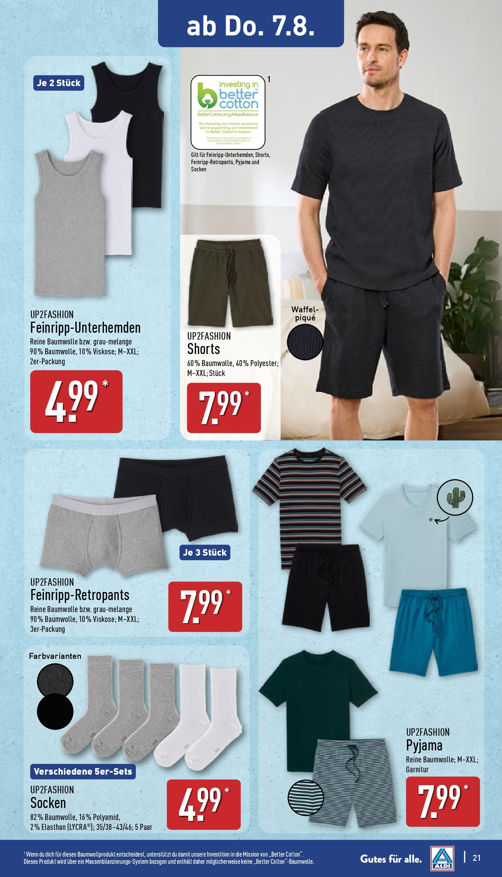 Aldi Prospekt 	 (ab 04.08.2025) » Angebote Online | Seite: 21 | Produkte: Up2fashion, Socken, Pyjama