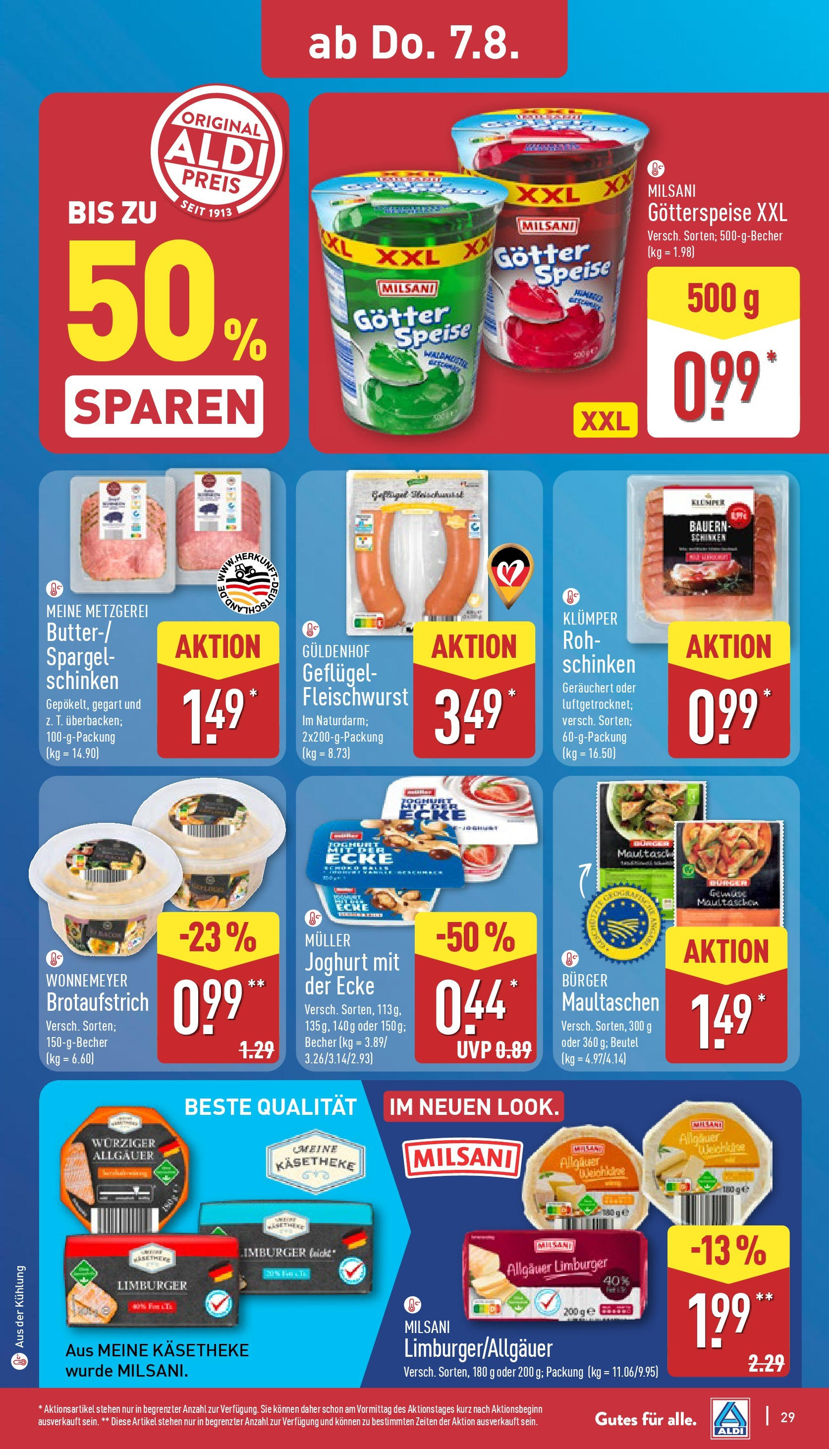 Aldi Prospekt 	 (ab 04.08.2025) » Angebote Online | Seite: 29 | Produkte: Joghurt, Spargel, Schinken, Maultaschen