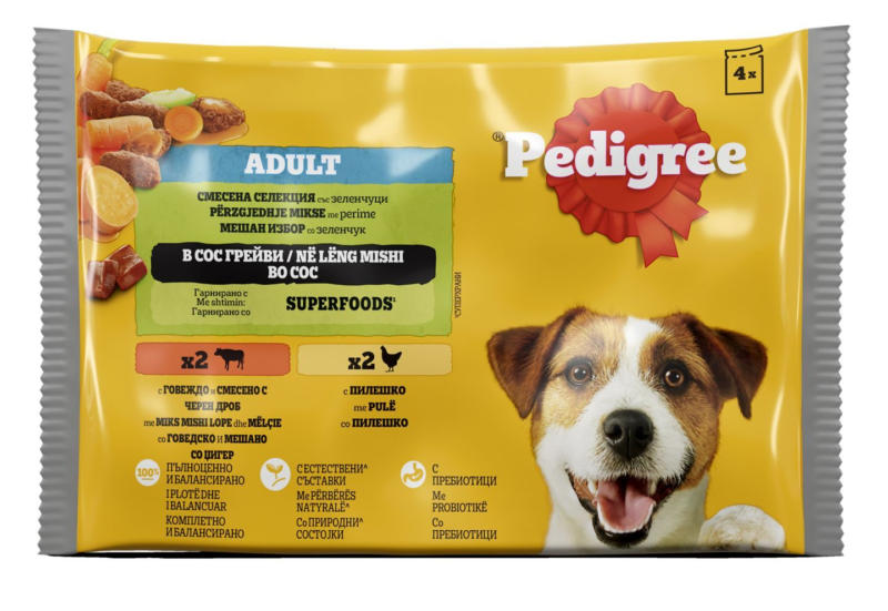 Pedigree Пауч за куче различни видове 4 х 100 гр.