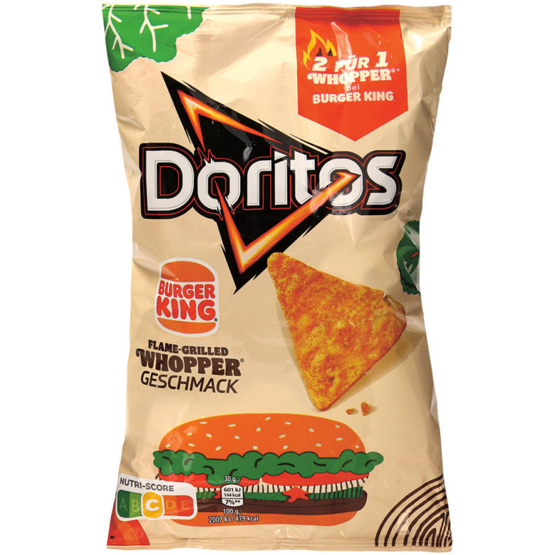 Doritos Flame-Grilled Whopper Flavour Snack Maisecken mit Whopper-Geschmack
