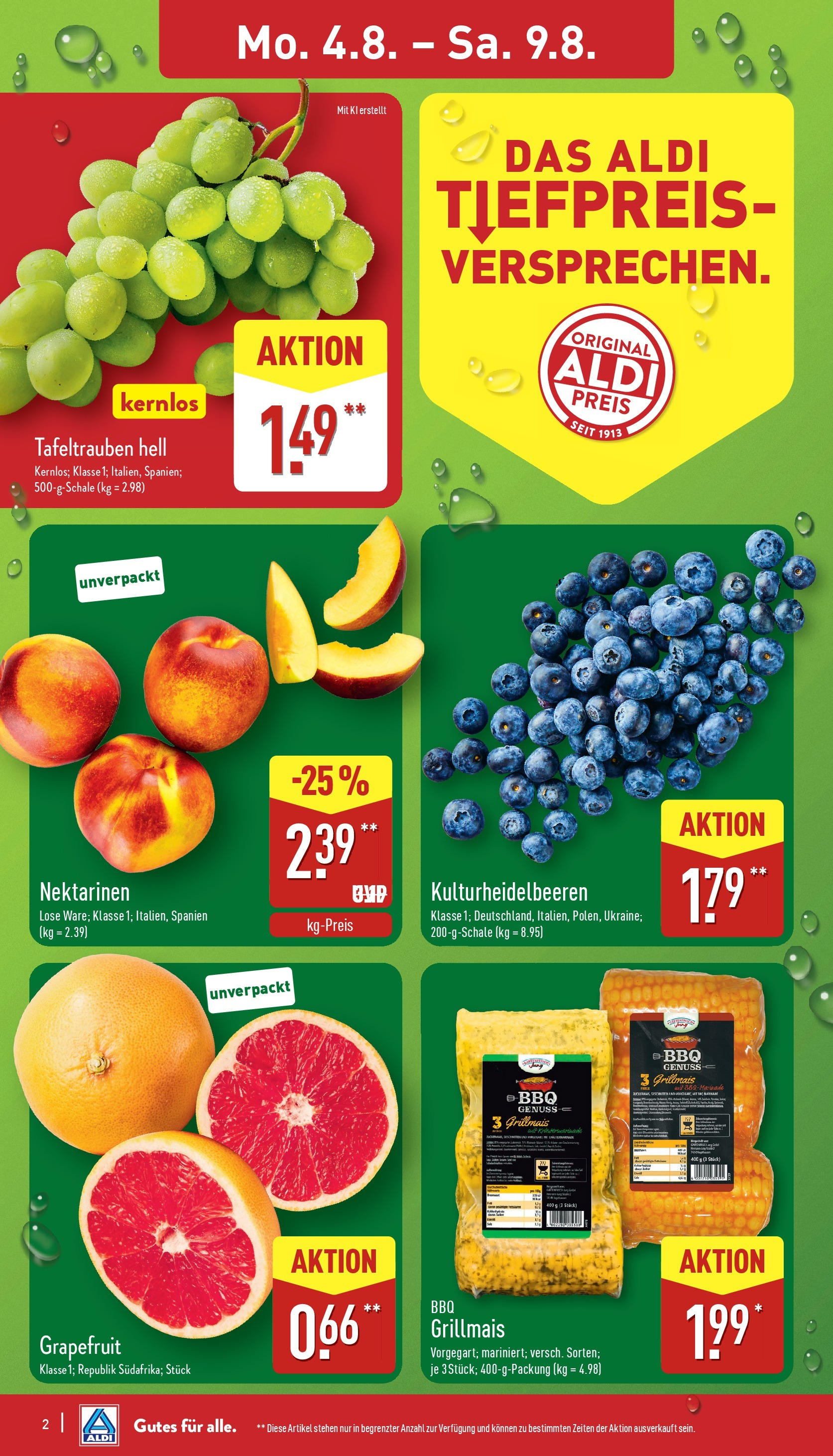 Aldi Prospekt 	 (ab 04.08.2025) » Angebote Online | Seite: 2 | Produkte: Nektarinen, Grapefruit