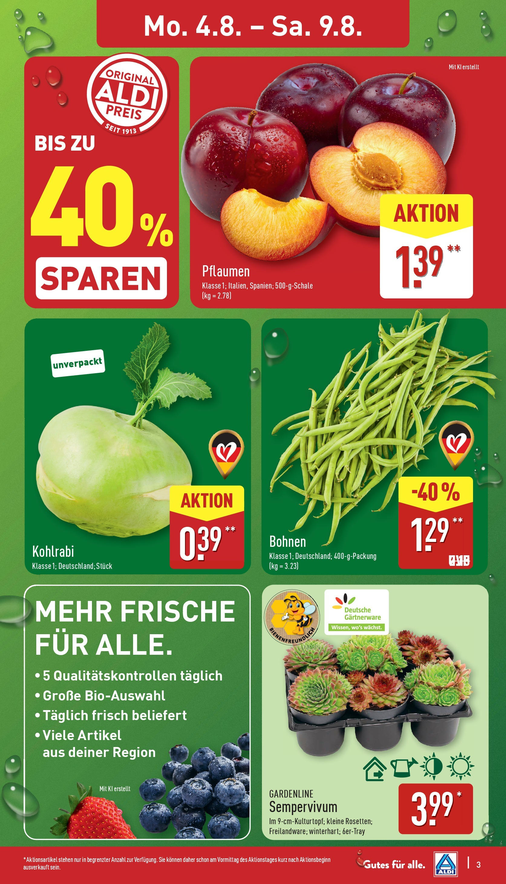 Aldi Prospekt 	 (ab 04.08.2025) » Angebote Online | Seite: 3 | Produkte: Pflaumen, Kohlrabi