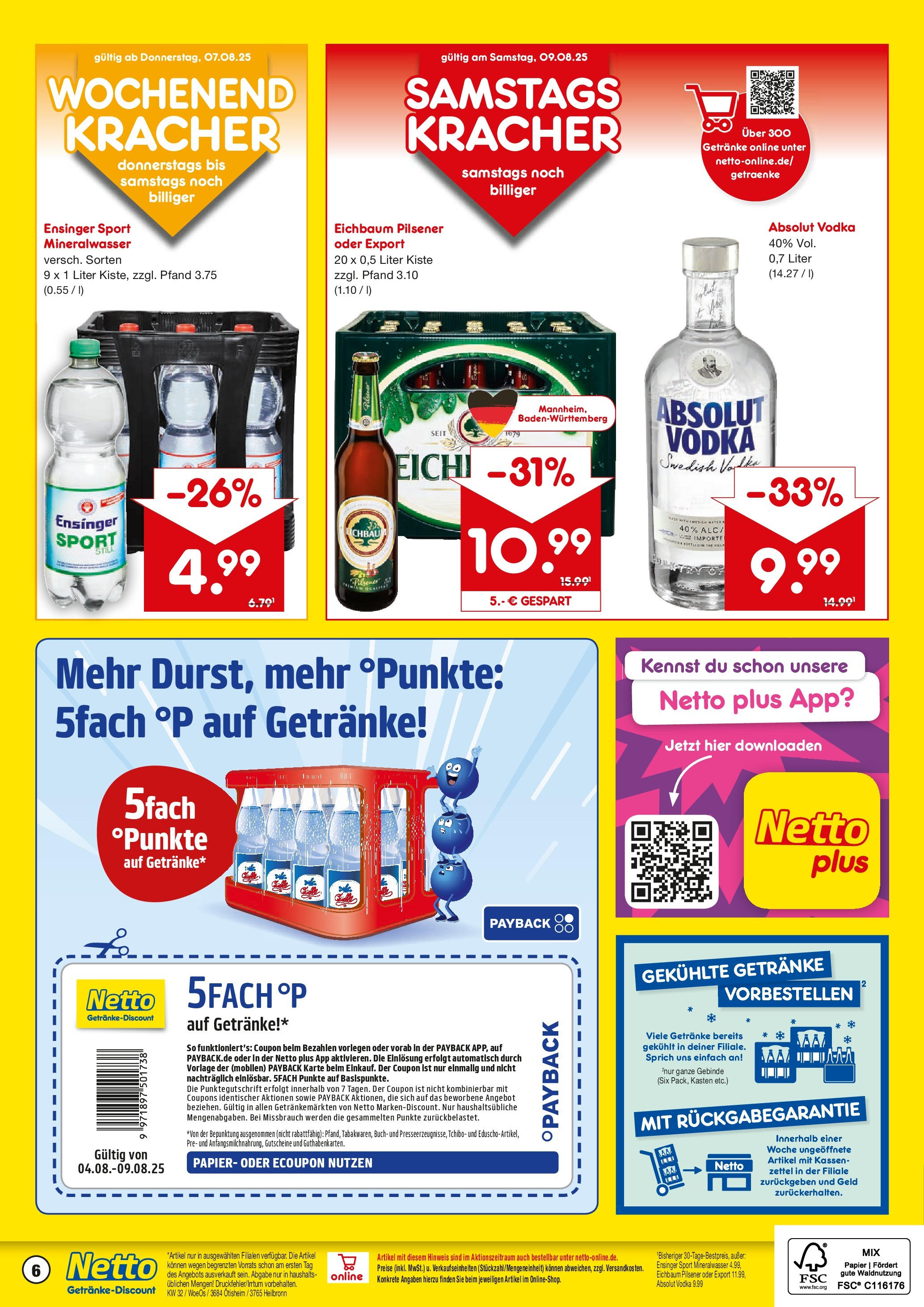 Netto Marken-Discount prospekt Heilbronn (ab 04.08.2025) » Angebote | Seite: 6 | Produkte: Mineralwasser, Vodka Netto Marken-Discount prospekt Heilbronn (ab 04.08.2025) » Angebote | Seite: 6 | Produkte: Mineralwasser, Vodka