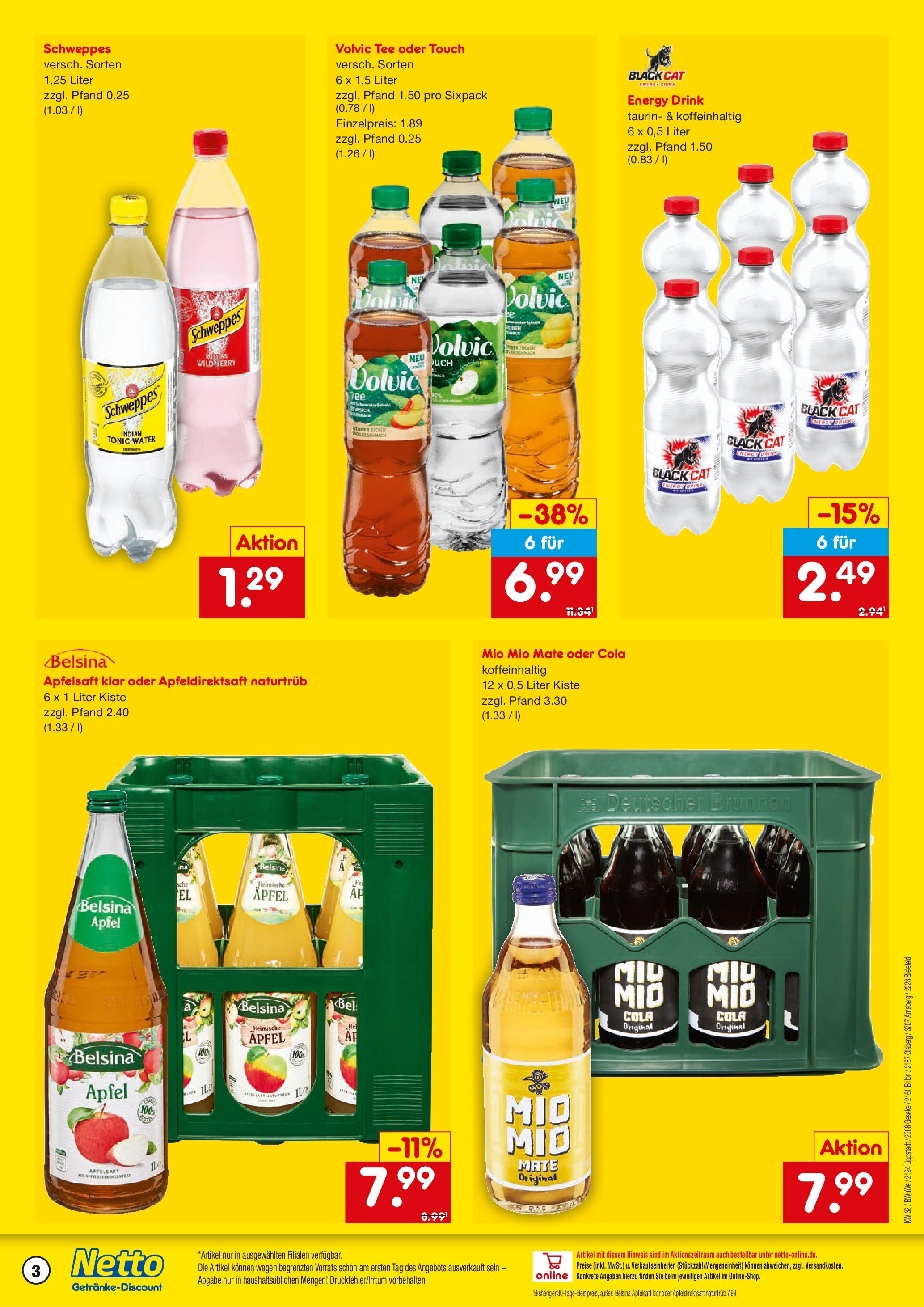 Netto Marken-Discount prospekt Olsberg (ab 04.08.2025) » Angebote | Seite: 3 | Produkte: Cola, Volvic tee, Schweppes, Volvic Netto Marken-Discount prospekt Olsberg (ab 04.08.2025) » Angebote | Seite: 3 | Produkte: Cola, Volvic tee, Schweppes, Volvic