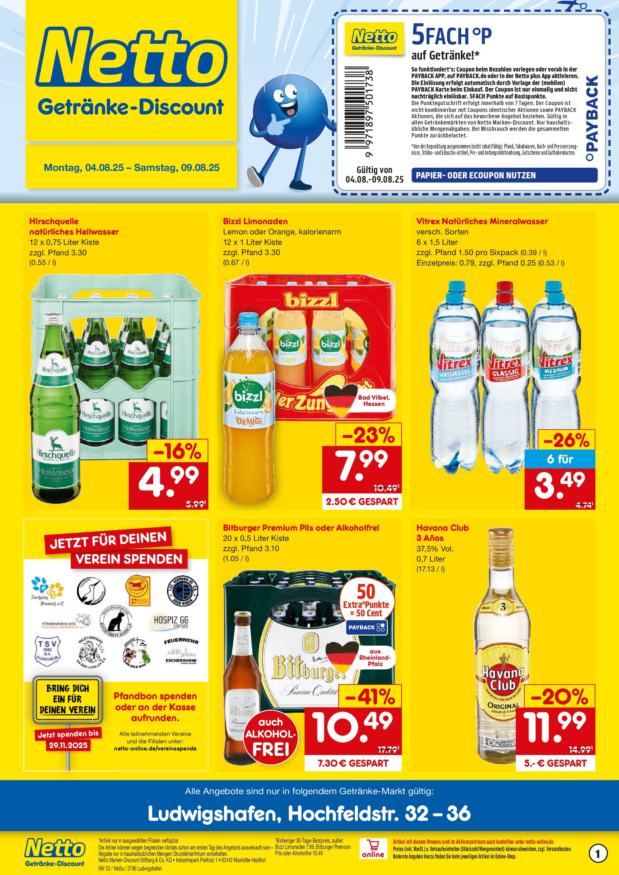 Netto Marken-Discount prospekt Ludwigshafen (ab 04.08.2025) » Angebote | Seite: 1 | Produkte: Bitburger, Bad, Pils, Mineralwasser Netto Marken-Discount prospekt Ludwigshafen (ab 04.08.2025) » Angebote | Seite: 1 | Produkte: Bitburger, Bad, Pils, Mineralwasser