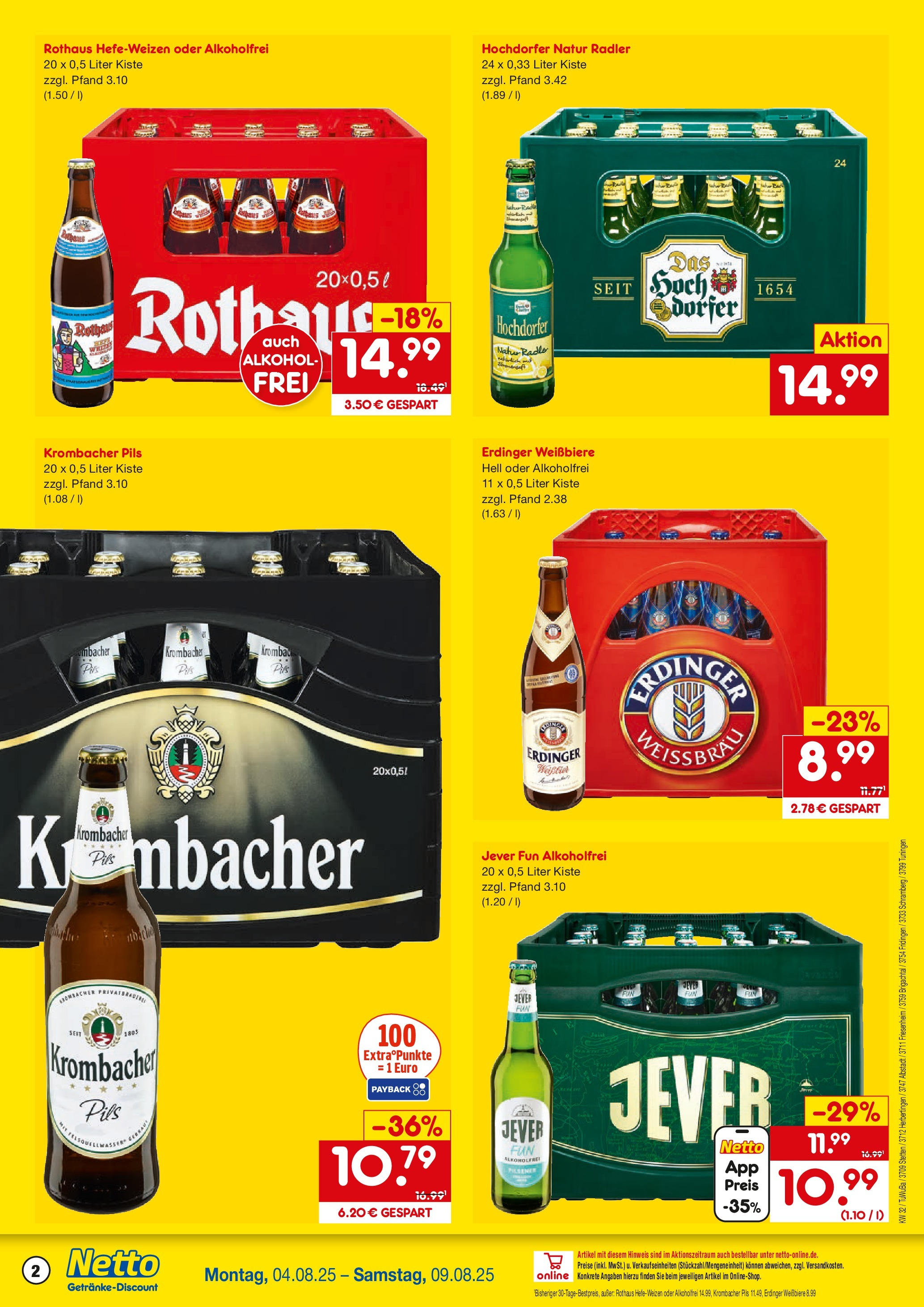 Netto Marken-Discount prospekt Fridingen	 (ab 04.08.2025) » Angebote | Seite: 2 | Produkte: Pils, Radler, Jever, Krombacher