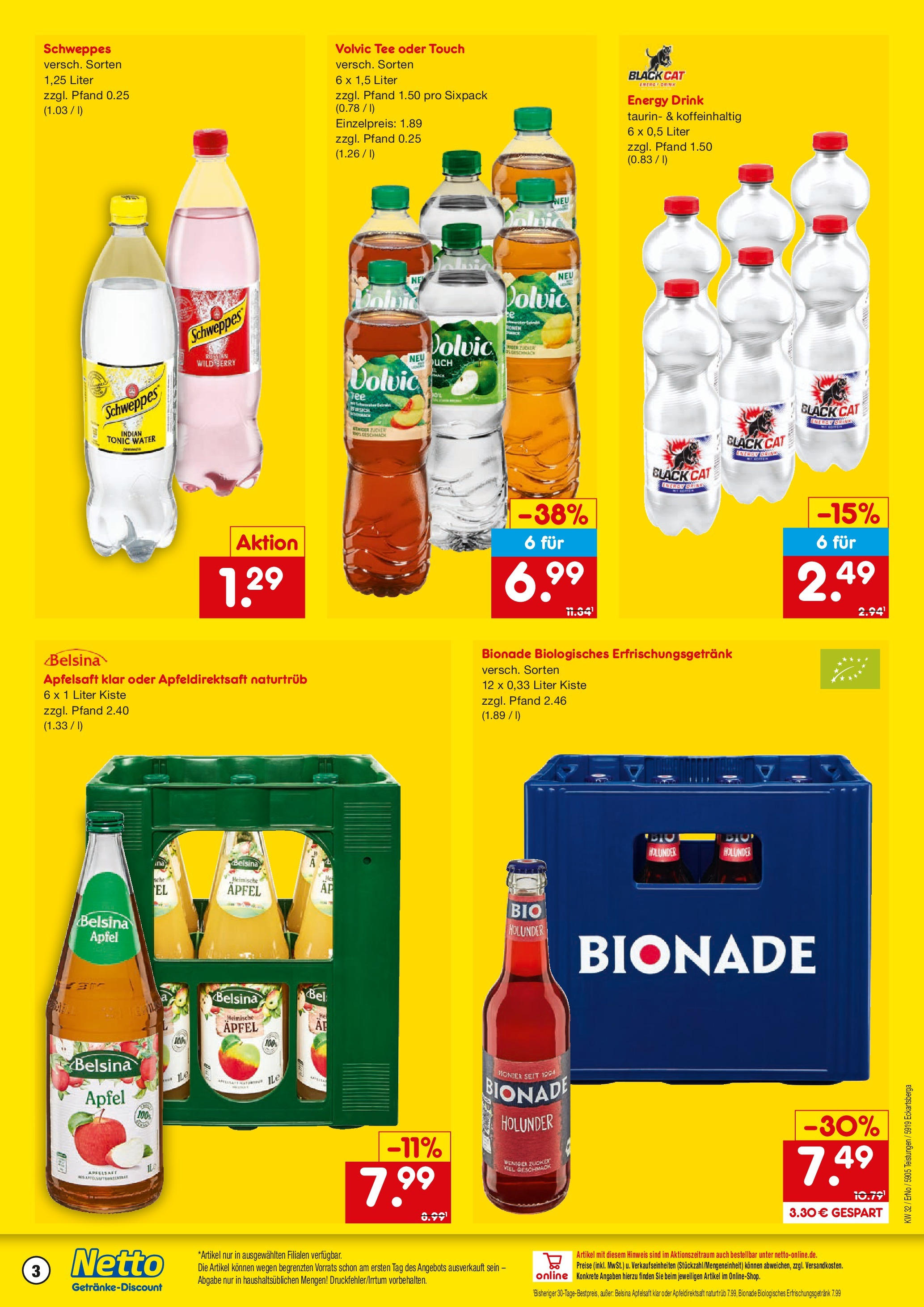 Netto Marken-Discount prospekt Teistungen (ab 04.08.2025) » Angebote | Seite: 3 | Produkte: Volvic tee, Apfelsaft, Schweppes, Tee Netto Marken-Discount prospekt Teistungen (ab 04.08.2025) » Angebote | Seite: 3 | Produkte: Volvic tee, Apfelsaft, Schweppes, Tee
