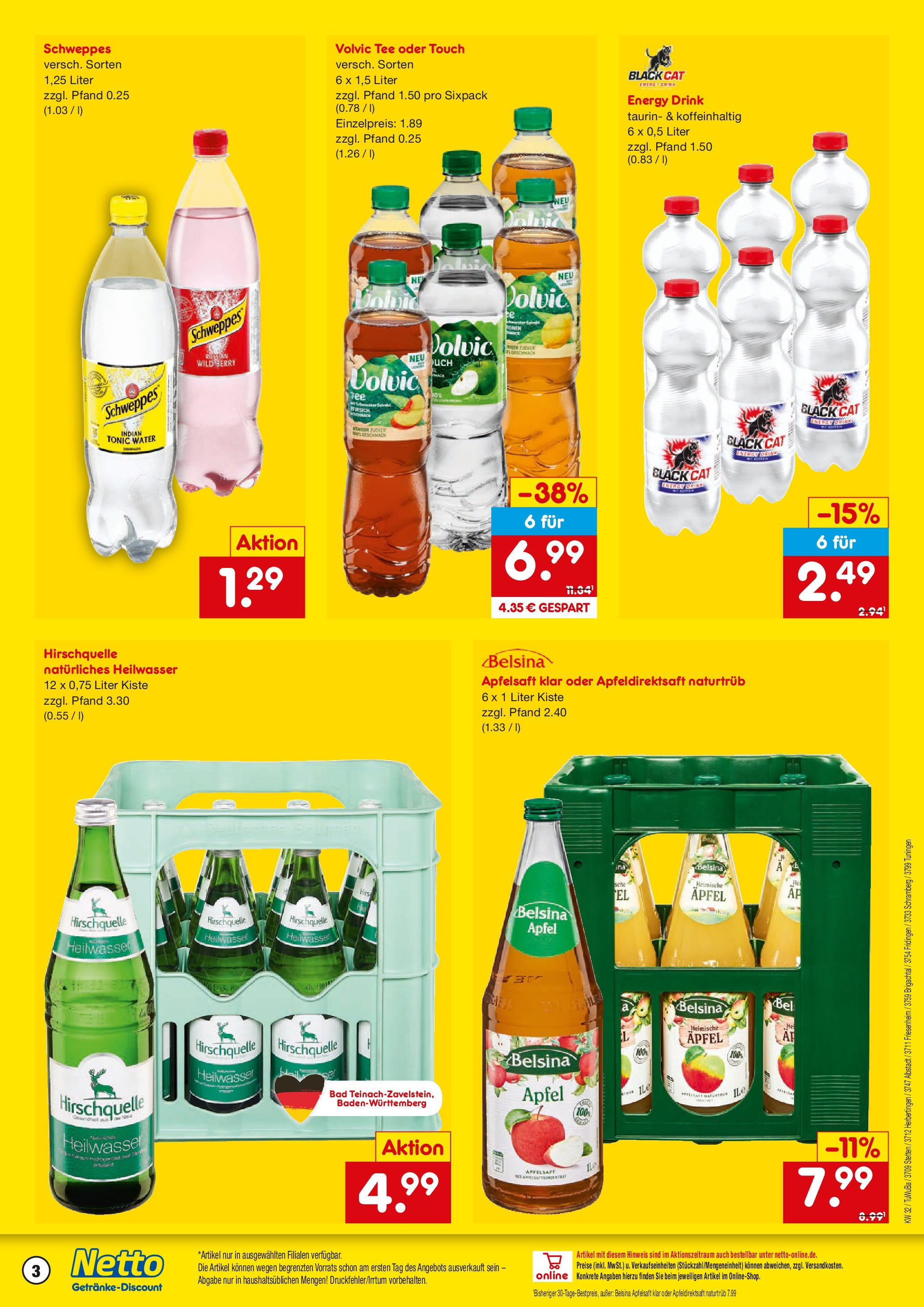 Netto Marken-Discount prospekt Fridingen	 (ab 04.08.2025) » Angebote | Seite: 3 | Produkte: Bad, Volvic tee, Schweppes, Tee