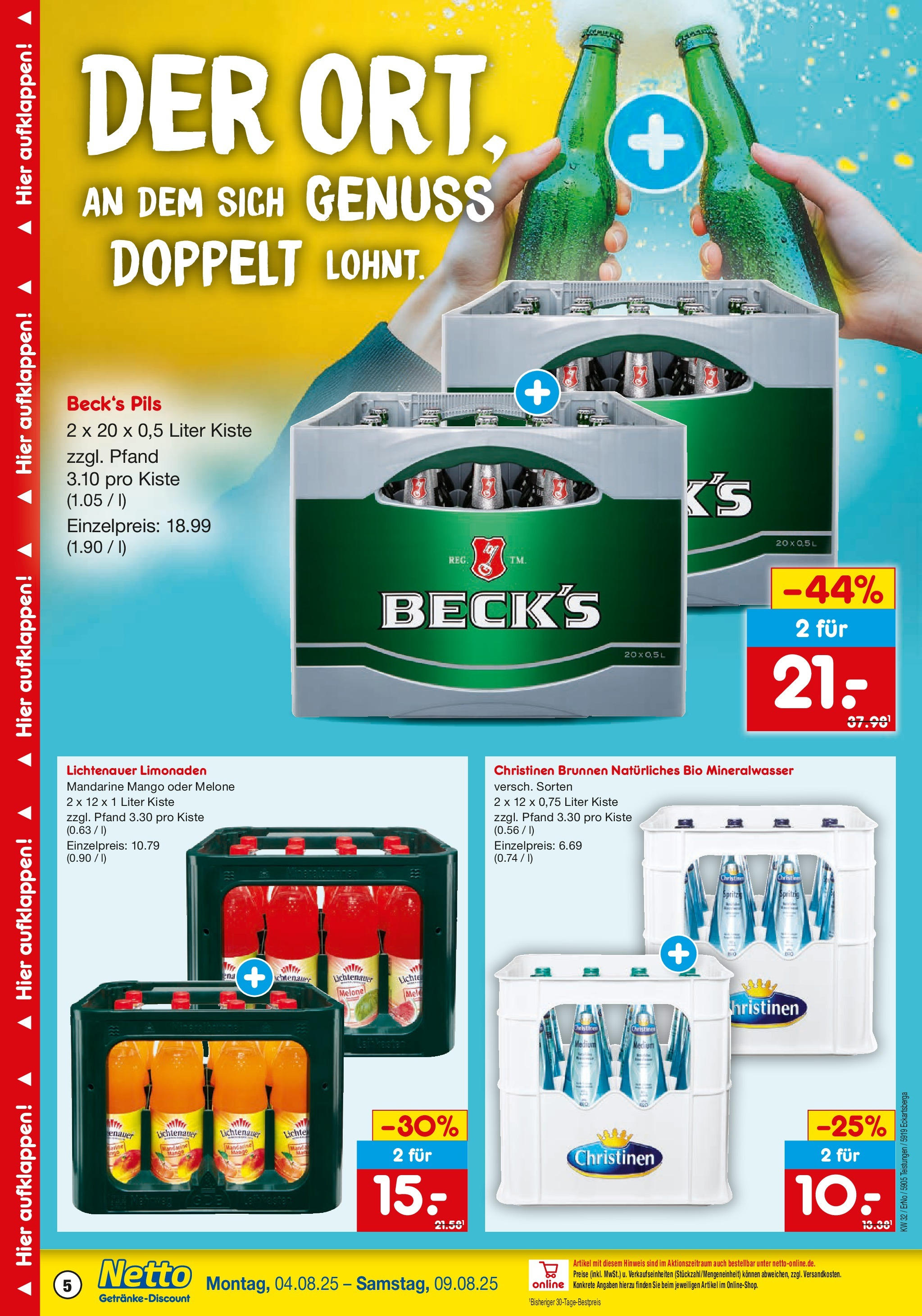 Netto Marken-Discount prospekt Teistungen (ab 04.08.2025) » Angebote | Seite: 5 | Produkte: Pils, Mineralwasser, Mango, Melone Netto Marken-Discount prospekt Teistungen (ab 04.08.2025) » Angebote | Seite: 5 | Produkte: Pils, Mineralwasser, Mango, Melone