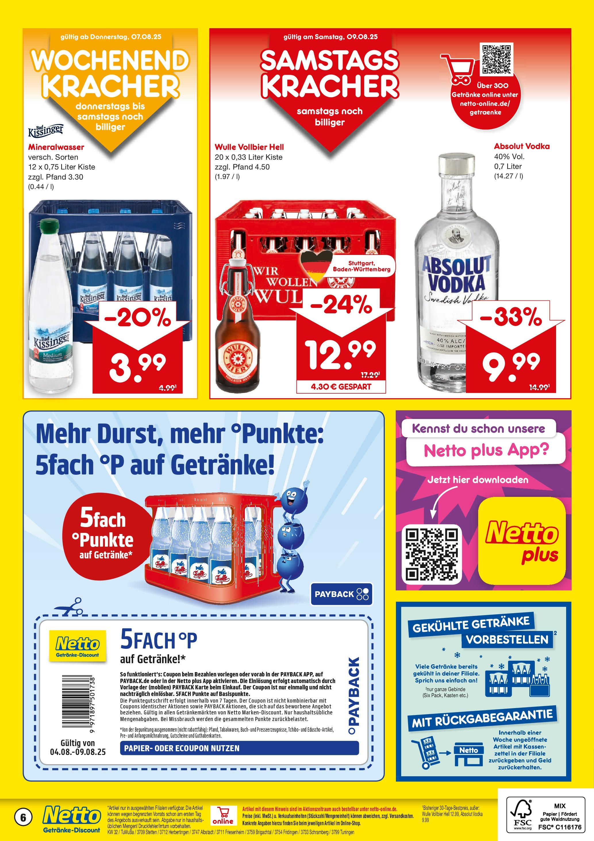 Netto Marken-Discount prospekt Fridingen	 (ab 04.08.2025) » Angebote | Seite: 6 | Produkte: Mineralwasser, Vodka