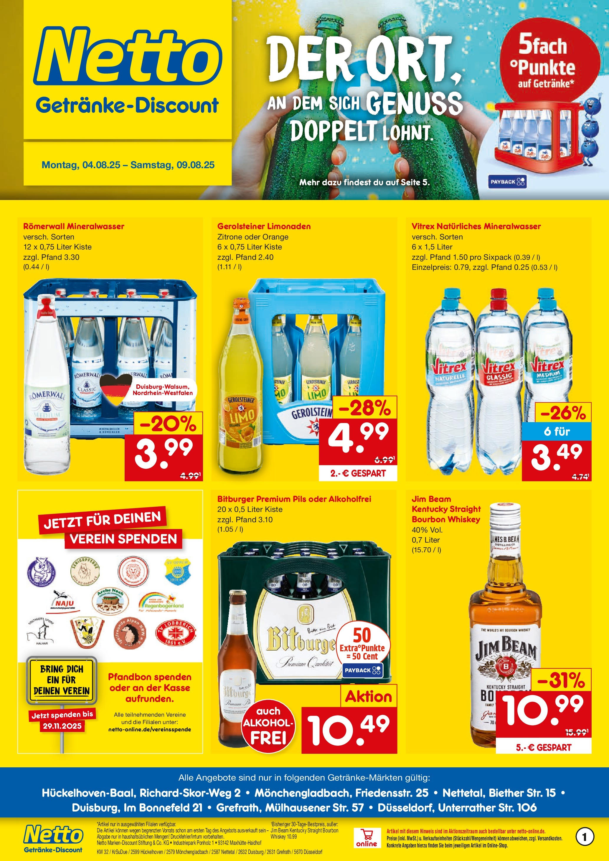 Netto Marken-Discount prospekt Mönchengladbach (ab 04.08.2025) » Angebote | Seite: 1 | Produkte: Pils, Mineralwasser, Whiskey, Gerolsteiner Netto Marken-Discount prospekt Mönchengladbach (ab 04.08.2025) » Angebote | Seite: 1 | Produkte: Pils, Mineralwasser, Whiskey, Gerolsteiner