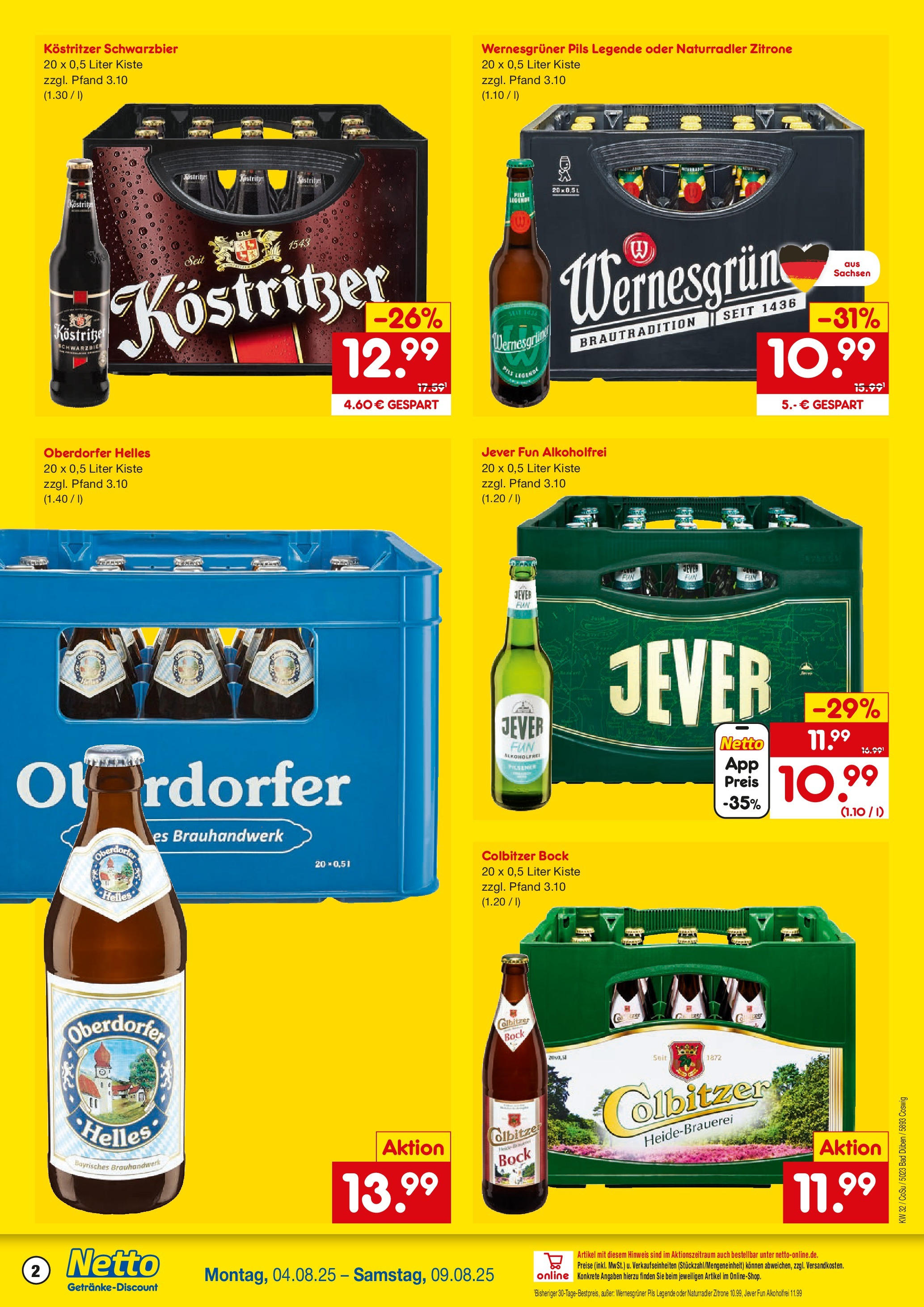 Netto Marken-Discount prospekt Bad Düben (ab 04.08.2025) » Angebote | Seite: 2 | Produkte: Kostritzer, Öl, Pils, Jever Netto Marken-Discount prospekt Bad Düben (ab 04.08.2025) » Angebote | Seite: 2 | Produkte: Kostritzer, Öl, Pils, Jever
