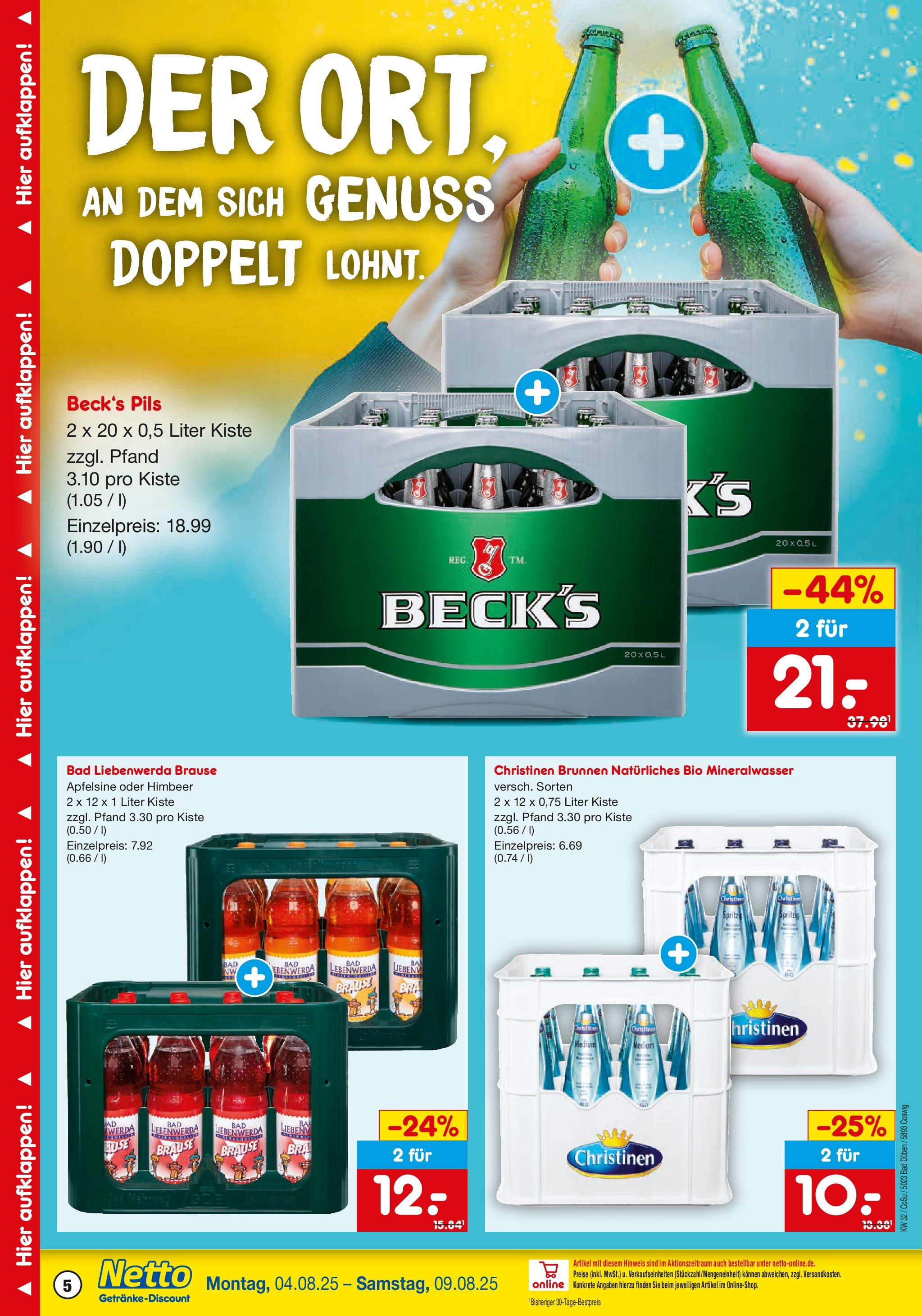 Netto Marken-Discount prospekt Bad Düben (ab 04.08.2025) » Angebote | Seite: 5 | Produkte: Bad, Pils, Mineralwasser, Hose Netto Marken-Discount prospekt Bad Düben (ab 04.08.2025) » Angebote | Seite: 5 | Produkte: Bad, Pils, Mineralwasser, Hose
