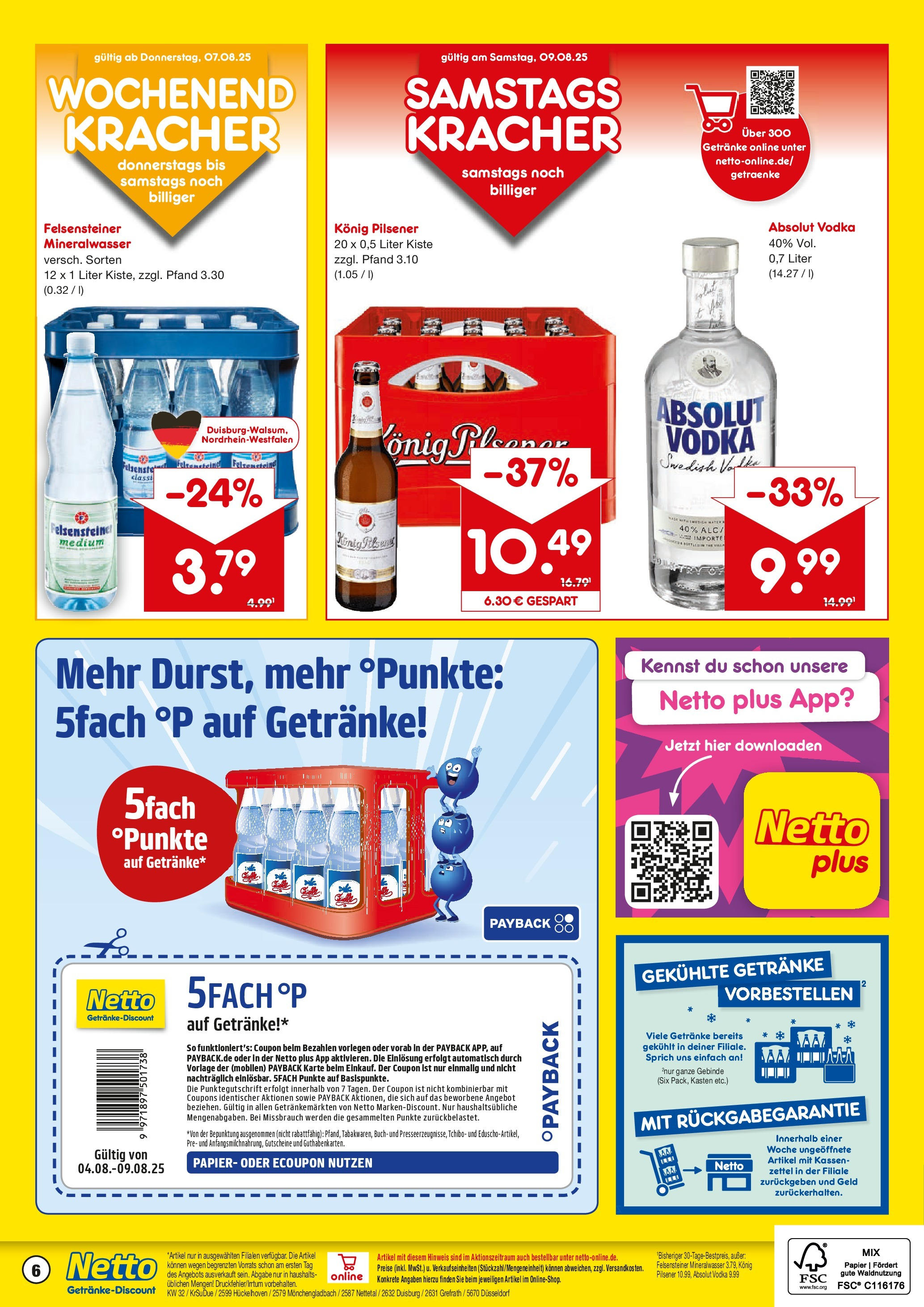 Netto Marken-Discount prospekt Mönchengladbach (ab 04.08.2025) » Angebote | Seite: 6 | Produkte: Konig pilsener, Mineralwasser, Vodka Netto Marken-Discount prospekt Mönchengladbach (ab 04.08.2025) » Angebote | Seite: 6 | Produkte: Konig pilsener, Mineralwasser, Vodka
