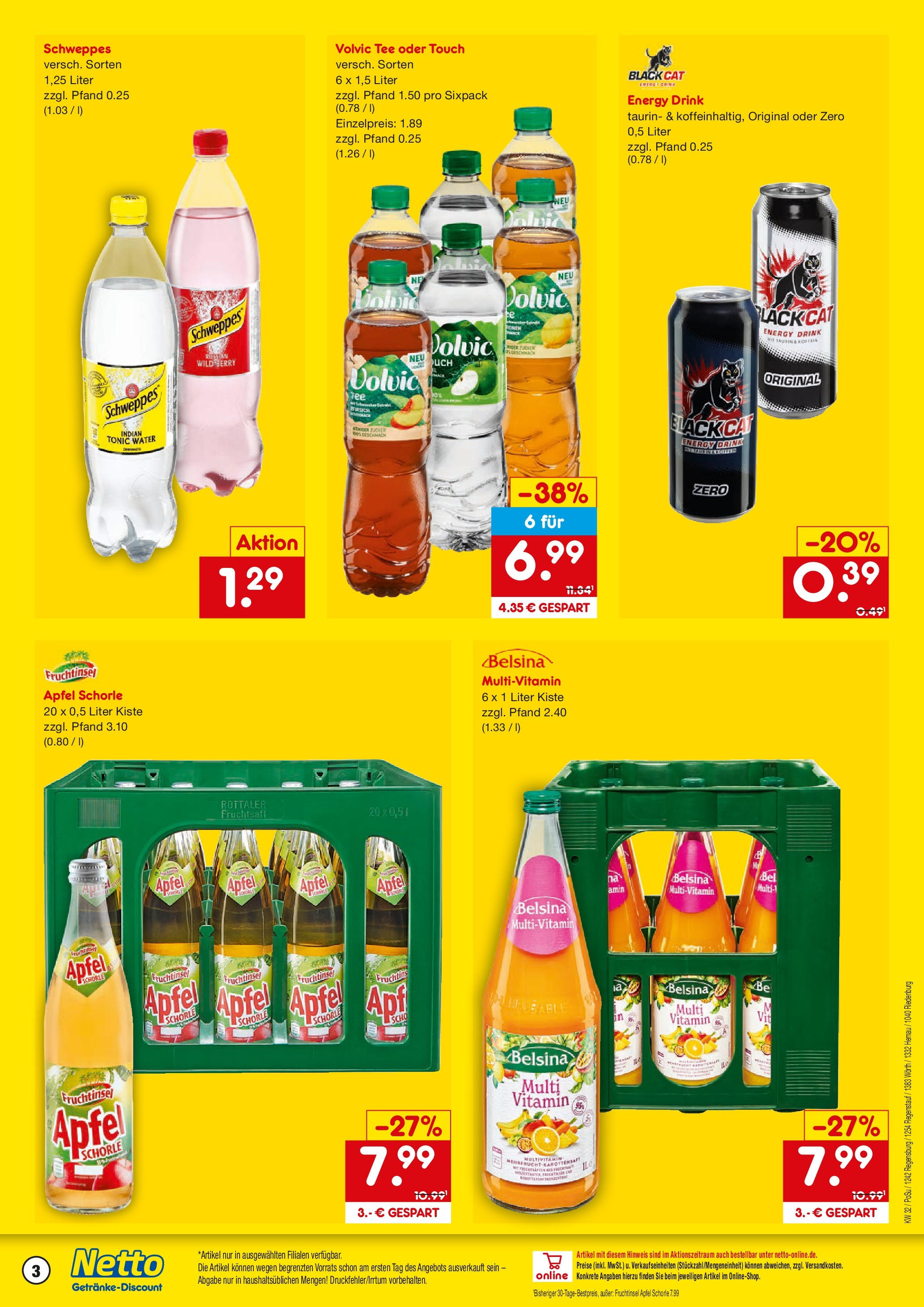 Netto Marken-Discount prospekt Regensburg	 (ab 04.08.2025) » Angebote | Seite: 3 | Produkte: Energy, Äpfel, Volvic tee, Tee