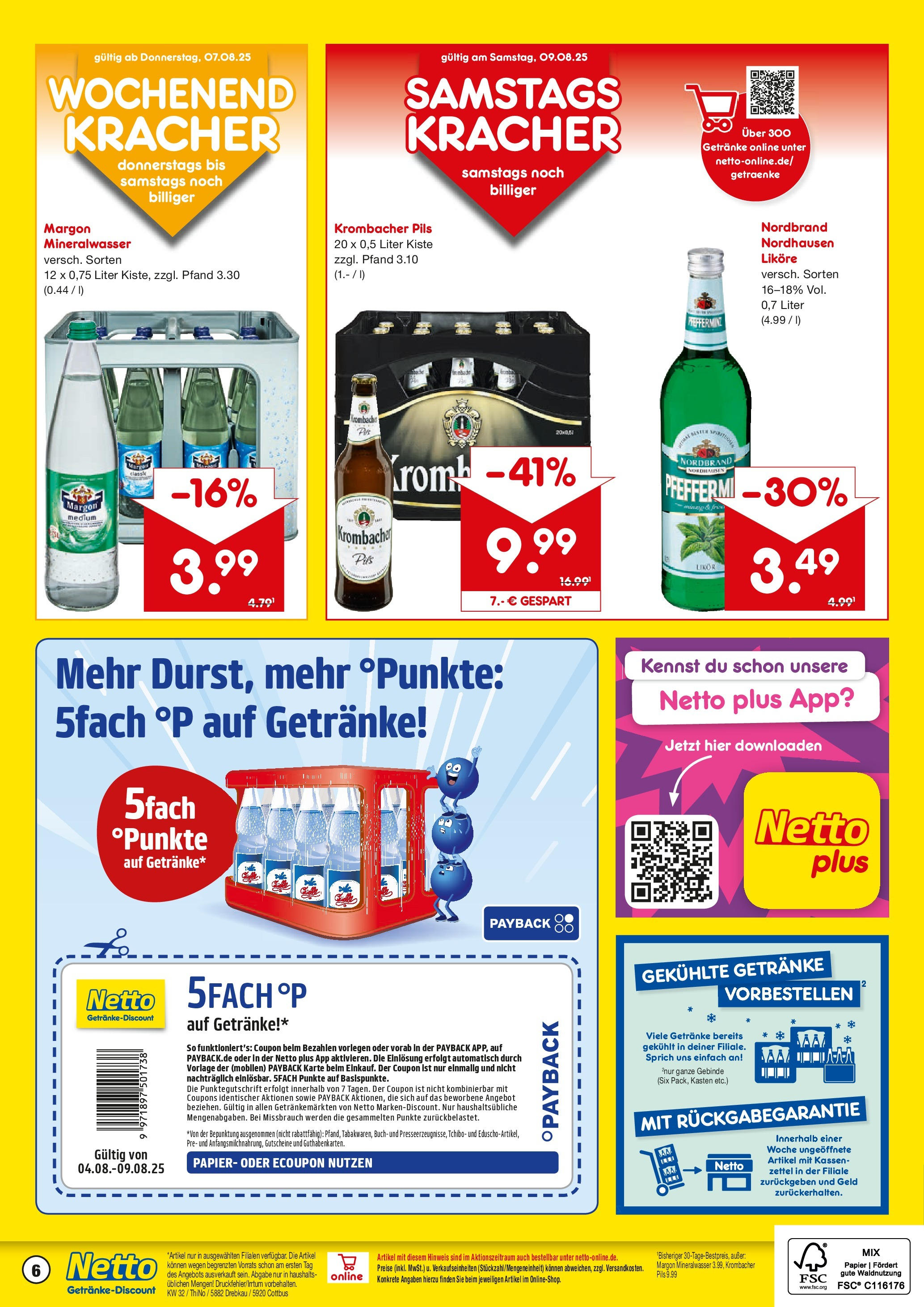 Netto Marken-Discount prospekt Cottbus (ab 04.08.2025) » Angebote | Seite: 6 | Produkte: Likör, Pils, Mineralwasser, Krombacher Netto Marken-Discount prospekt Cottbus (ab 04.08.2025) » Angebote | Seite: 6 | Produkte: Likör, Pils, Mineralwasser, Krombacher