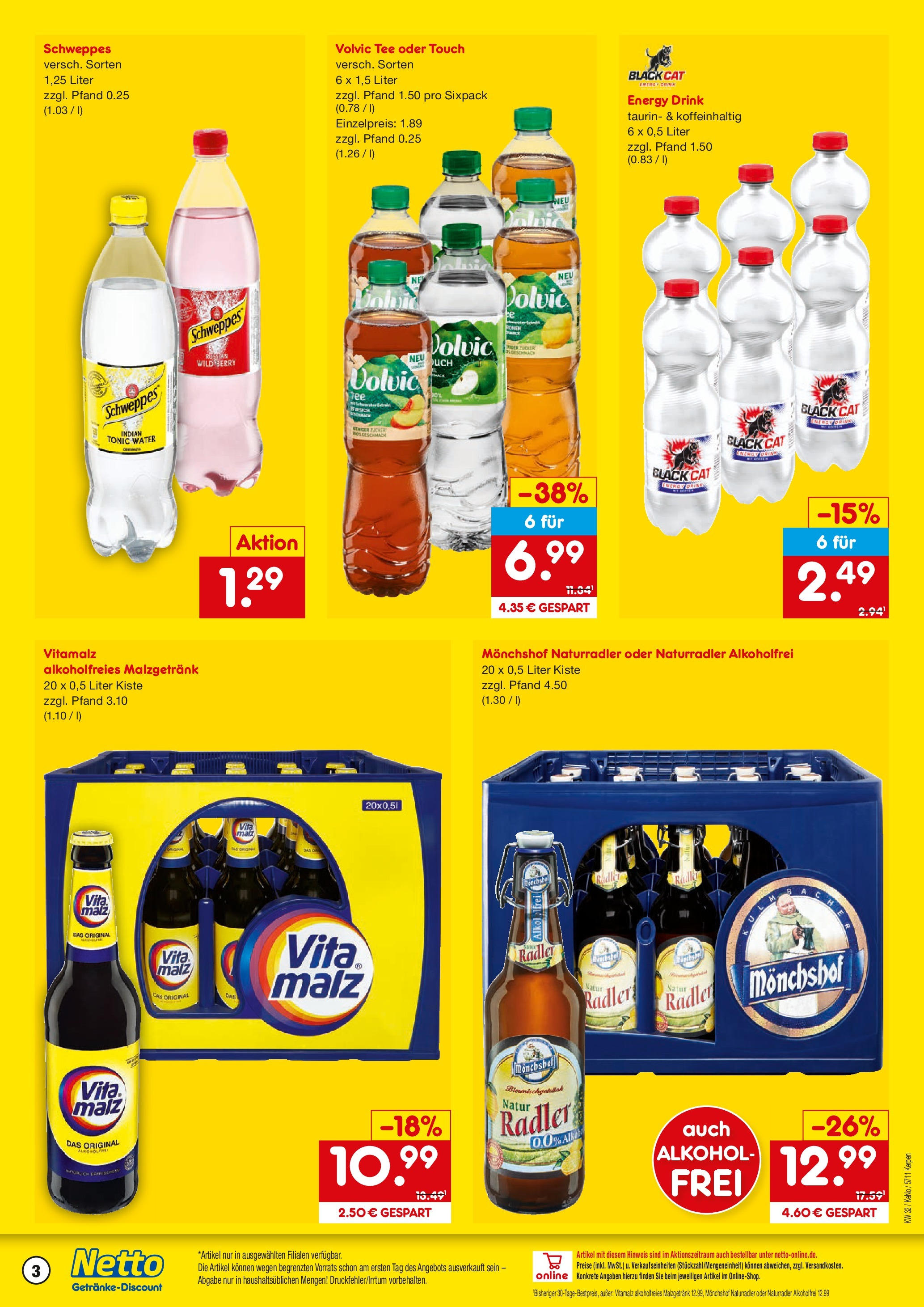 Netto Marken-Discount prospekt Kerpen (ab 04.08.2025) » Angebote | Seite: 3 | Produkte: Energy, Schweppes, Radler, Zucker Netto Marken-Discount prospekt Kerpen (ab 04.08.2025) » Angebote | Seite: 3 | Produkte: Energy, Schweppes, Radler, Zucker