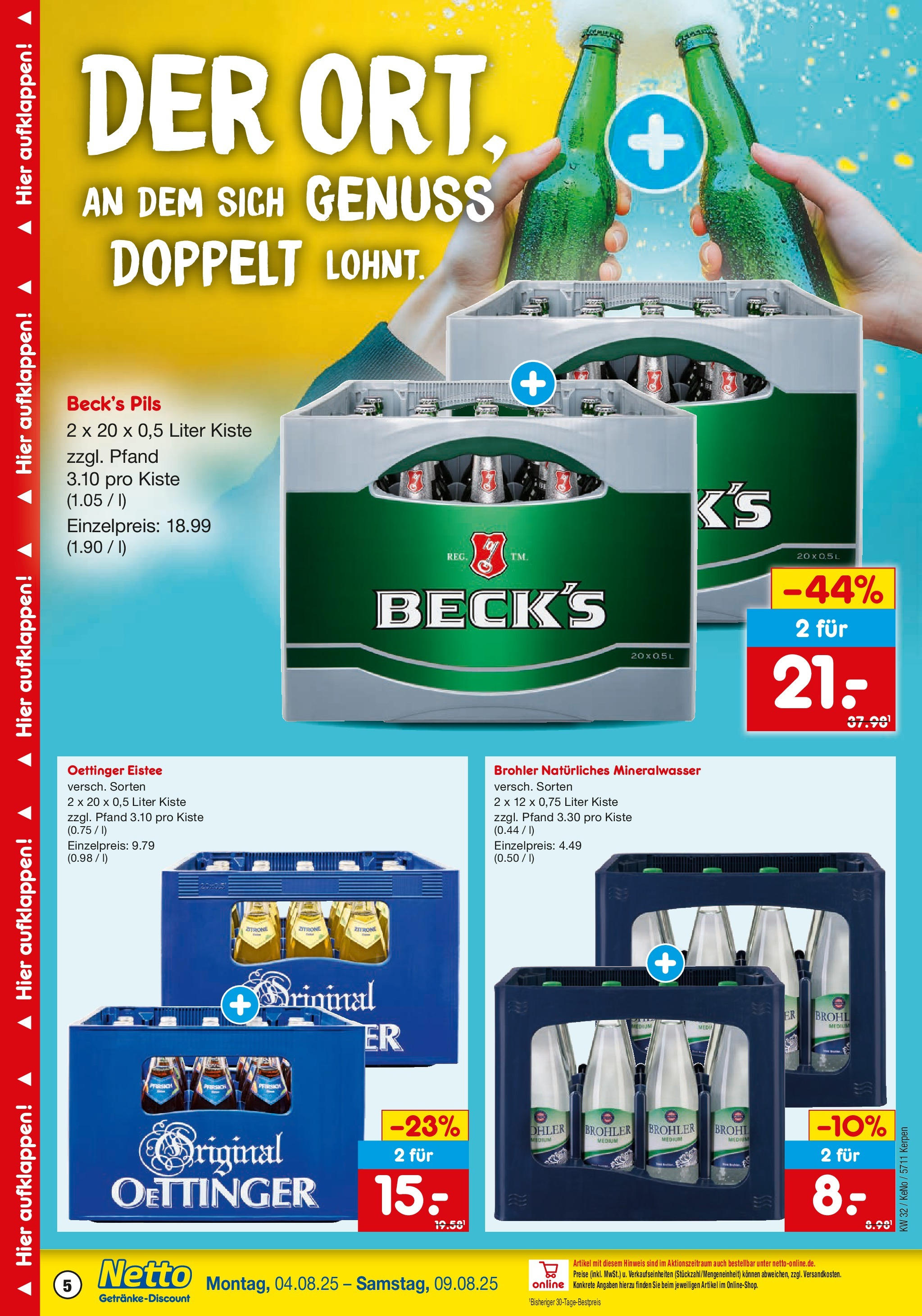 Netto Marken-Discount prospekt Kerpen (ab 04.08.2025) » Angebote | Seite: 5 | Produkte: Pils, Mineralwasser, Zitrone, Pfirsich Netto Marken-Discount prospekt Kerpen (ab 04.08.2025) » Angebote | Seite: 5 | Produkte: Pils, Mineralwasser, Zitrone, Pfirsich