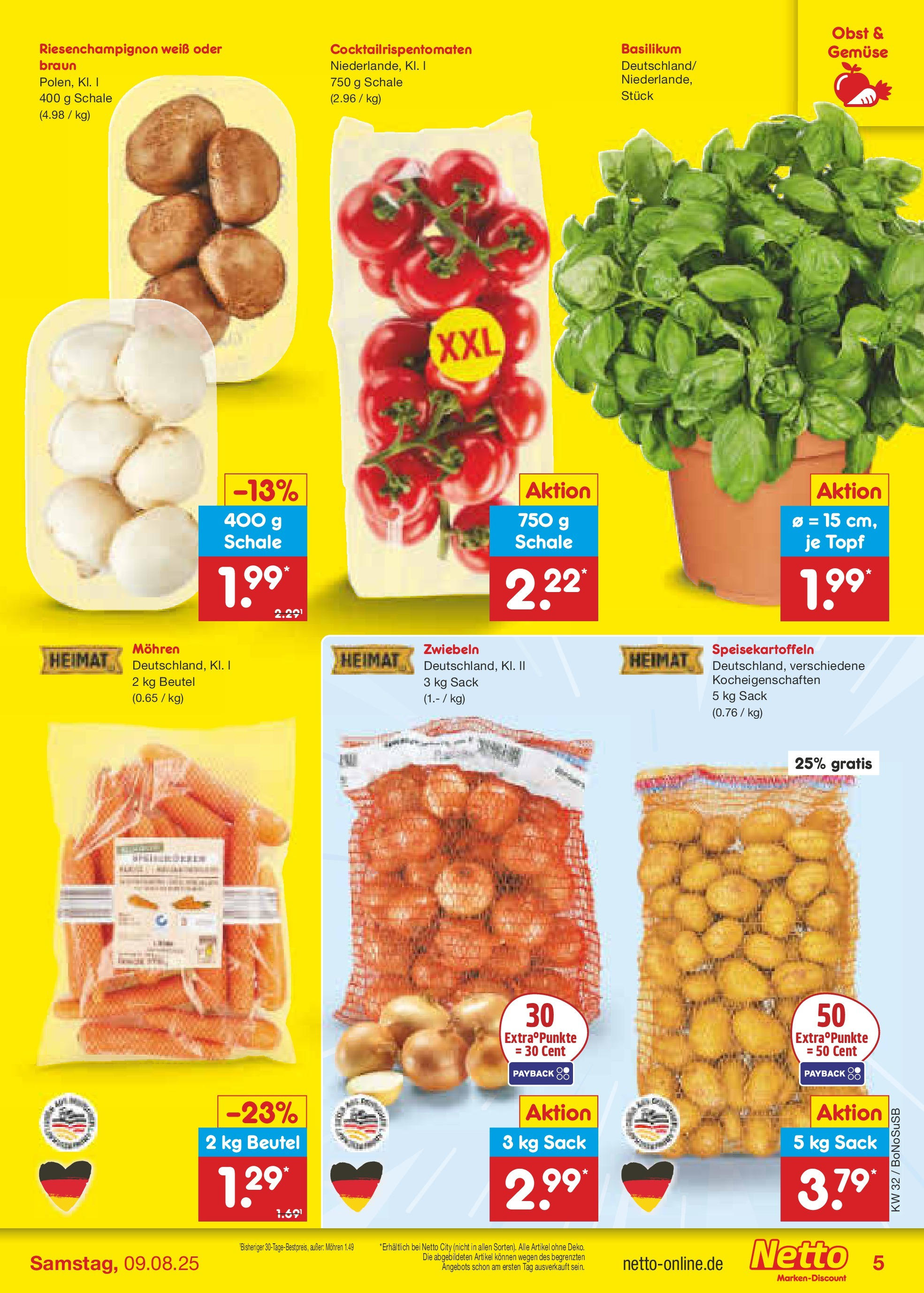 Netto Marken-Discount prospekt Stadtlohn (ab 04.08.2025) » Angebote | Seite: 5 | Produkte: Mohren, Zwiebeln, Gemüse, Obst Netto Marken-Discount prospekt Stadtlohn (ab 04.08.2025) » Angebote | Seite: 5 | Produkte: Mohren, Zwiebeln, Gemüse, Obst