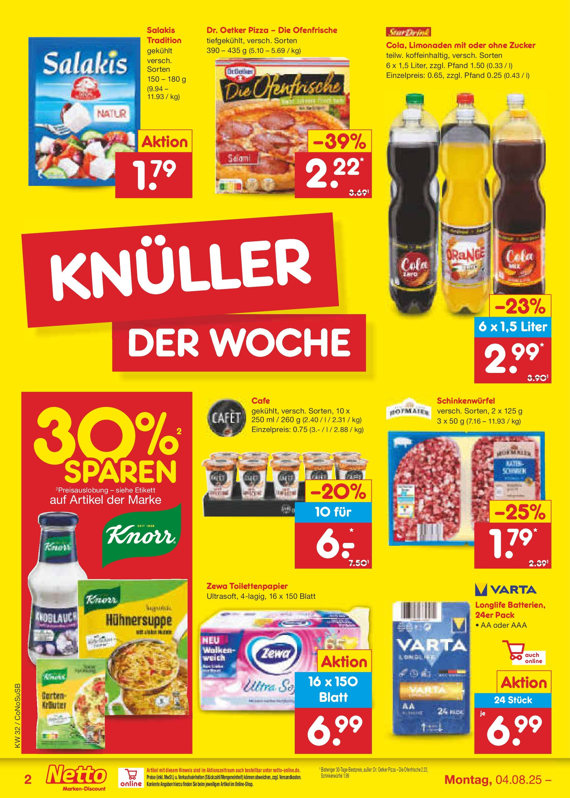 Netto Marken-Discount prospekt Kloster Lehnin (ab 04.08.2025) » Angebote | Seite: 2 | Produkte: Cola, Ofenfrische, Salami, Toilettenpapier Netto Marken-Discount prospekt Kloster Lehnin (ab 04.08.2025) » Angebote | Seite: 2 | Produkte: Cola, Ofenfrische, Salami, Toilettenpapier