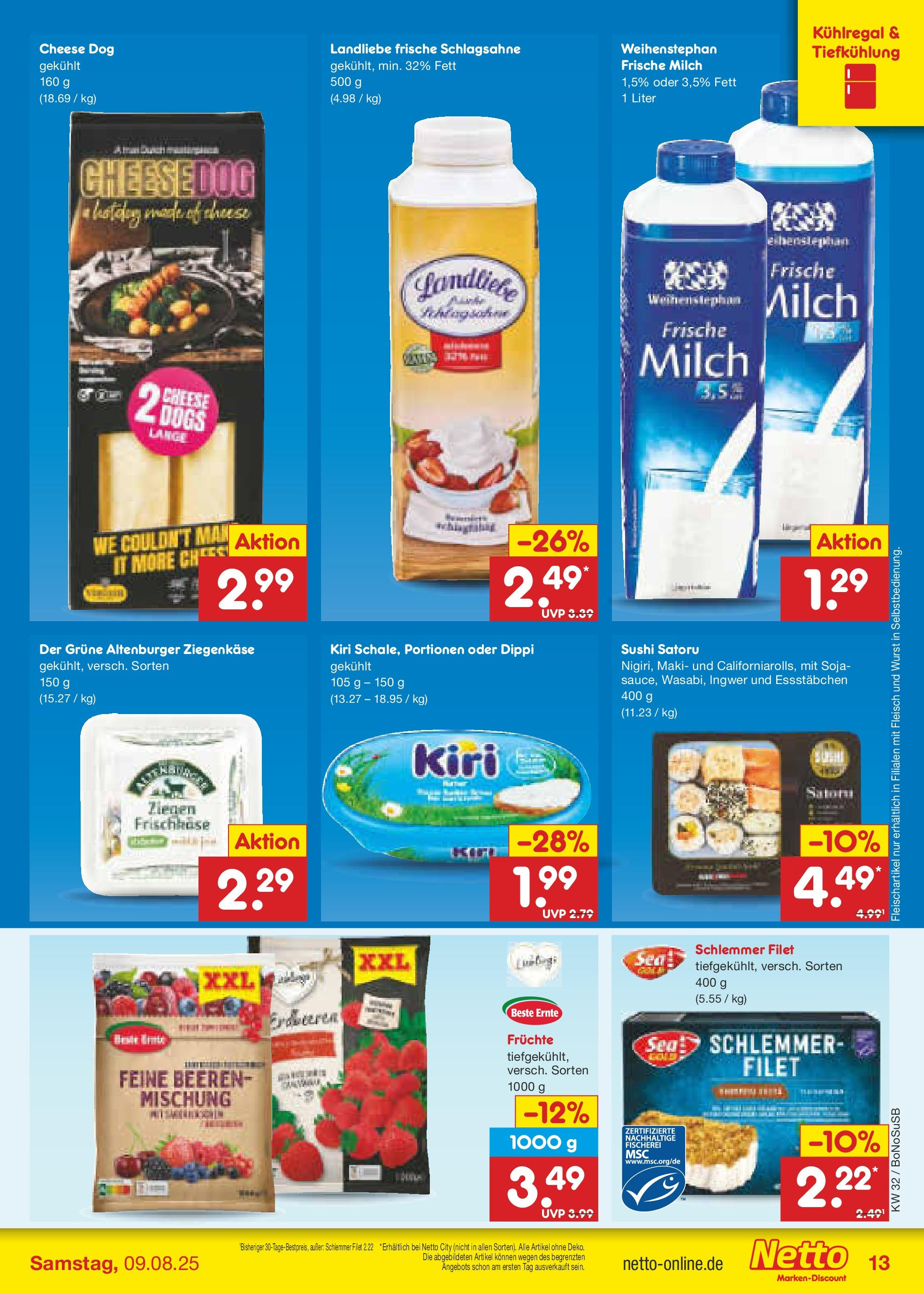 Netto Marken-Discount prospekt Stadtlohn (ab 04.08.2025) » Angebote | Seite: 17 | Produkte: Milch, Wurst, Fleisch, Frischkase Netto Marken-Discount prospekt Stadtlohn (ab 04.08.2025) » Angebote | Seite: 17 | Produkte: Milch, Wurst, Fleisch, Frischkase