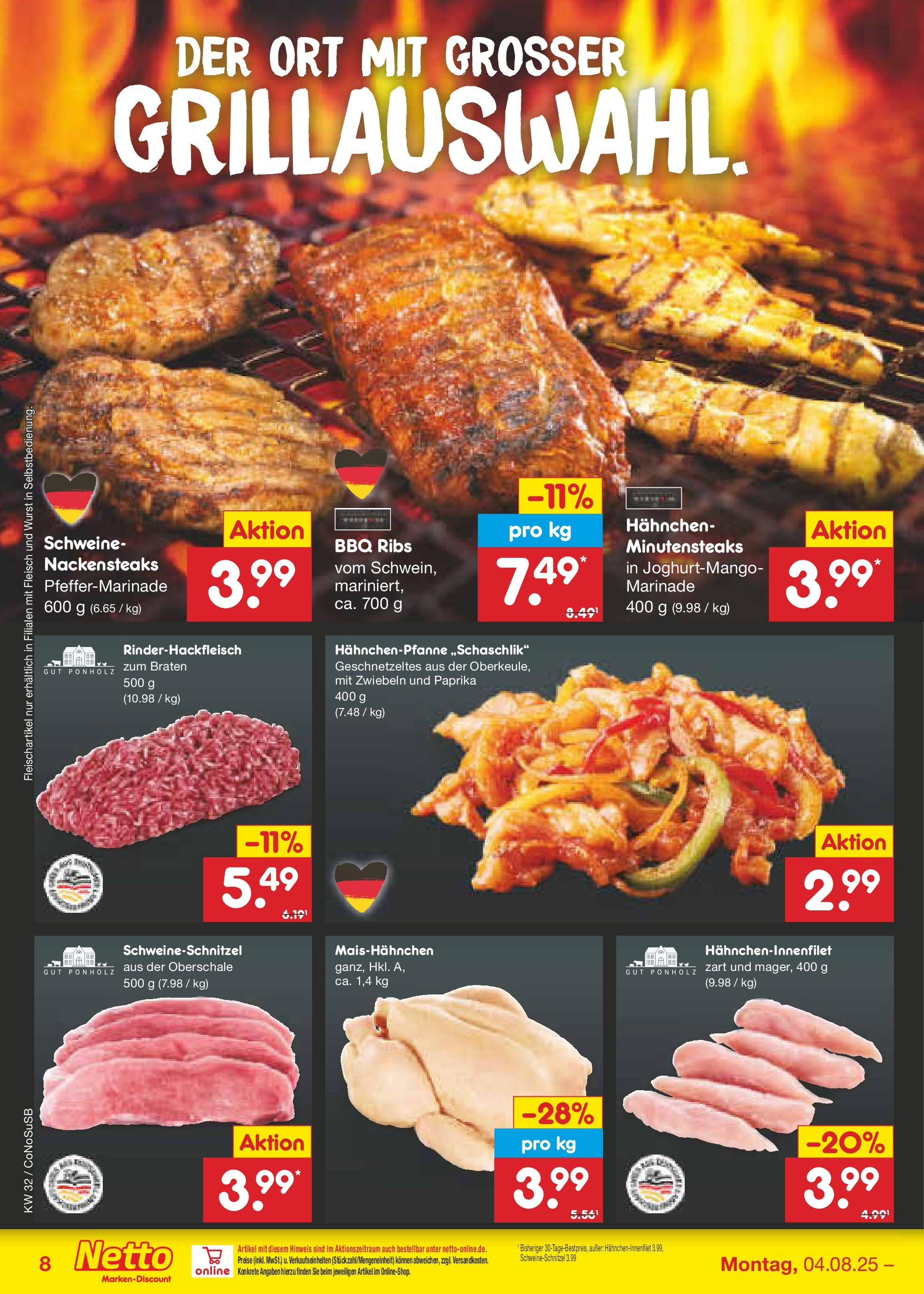 Netto Marken-Discount prospekt Kloster Lehnin (ab 04.08.2025) » Angebote | Seite: 10 | Produkte: Nackensteaks, Zwiebeln, Paprika, Wurst Netto Marken-Discount prospekt Kloster Lehnin (ab 04.08.2025) » Angebote | Seite: 10 | Produkte: Nackensteaks, Zwiebeln, Paprika, Wurst