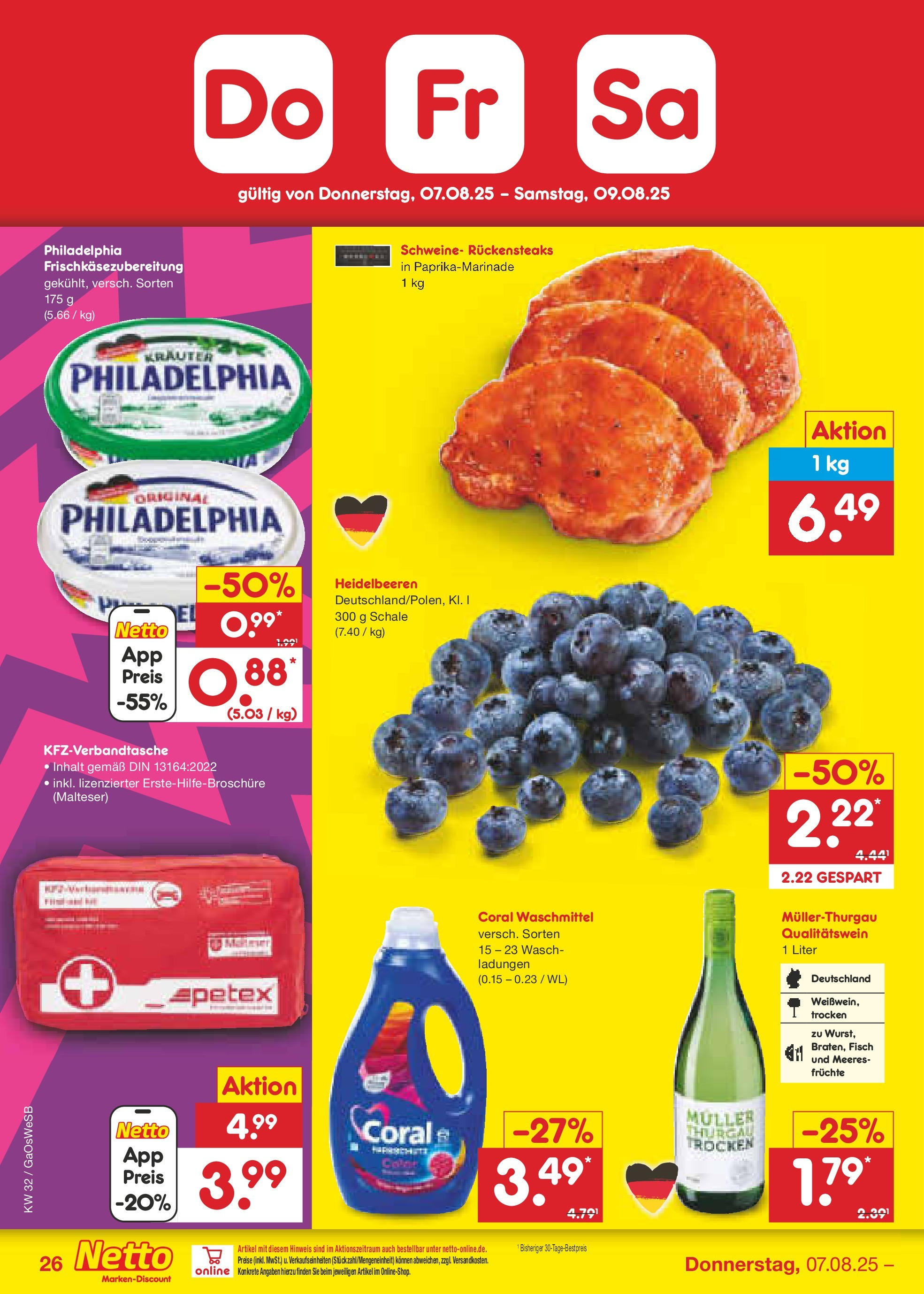 Netto Marken-Discount prospekt Moormerland (ab 04.08.2025) » Angebote | Seite: 46 | Produkte: Coral, Philadelphia, Fisch, Waschmittel Netto Marken-Discount prospekt Moormerland (ab 04.08.2025) » Angebote | Seite: 46 | Produkte: Coral, Philadelphia, Fisch, Waschmittel