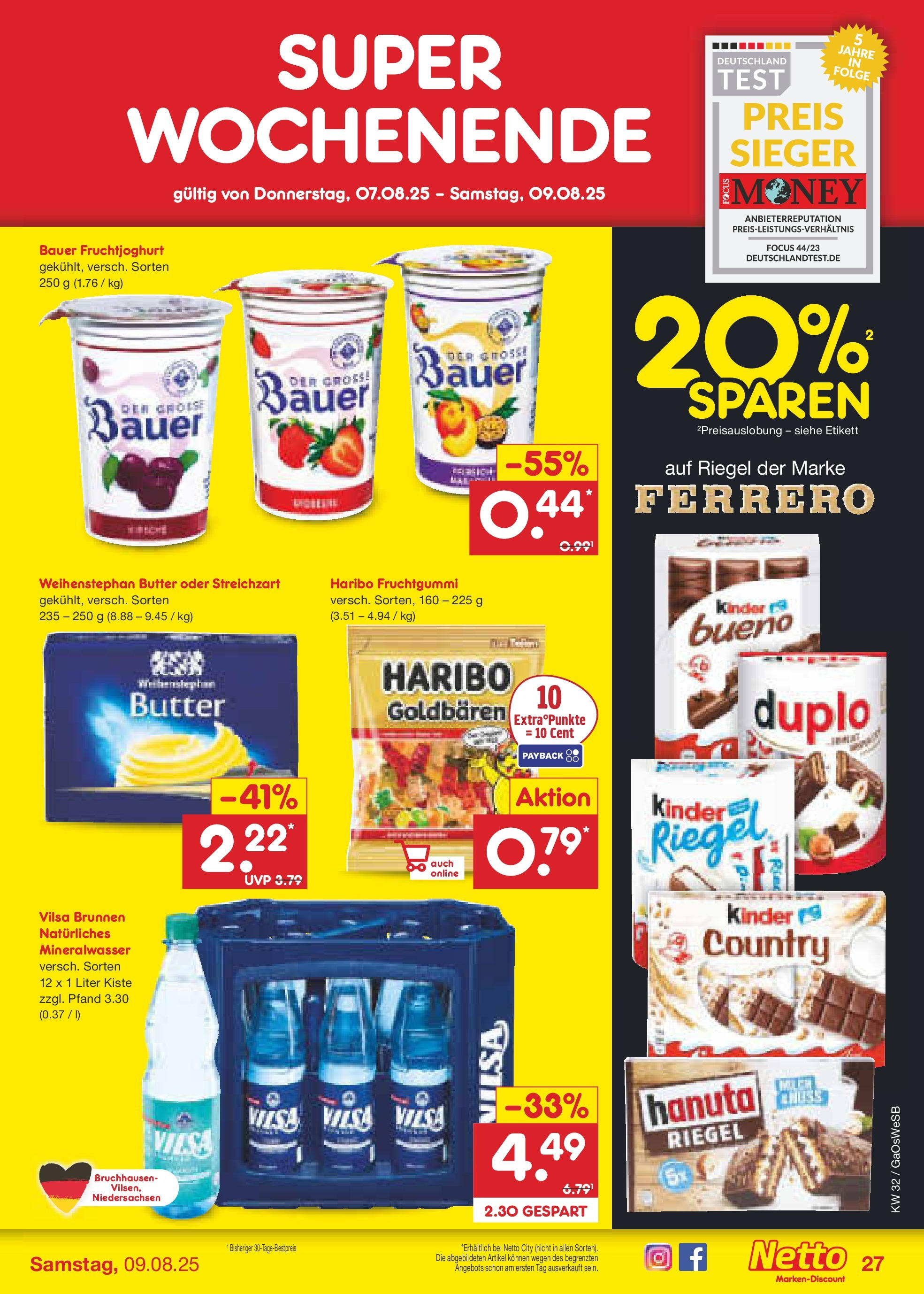 Netto Marken-Discount prospekt Moormerland (ab 04.08.2025) » Angebote | Seite: 47 | Produkte: Haribo, Butter, Fruchtjoghurt, Weihenstephan butter Netto Marken-Discount prospekt Moormerland (ab 04.08.2025) » Angebote | Seite: 47 | Produkte: Haribo, Butter, Fruchtjoghurt, Weihenstephan butter