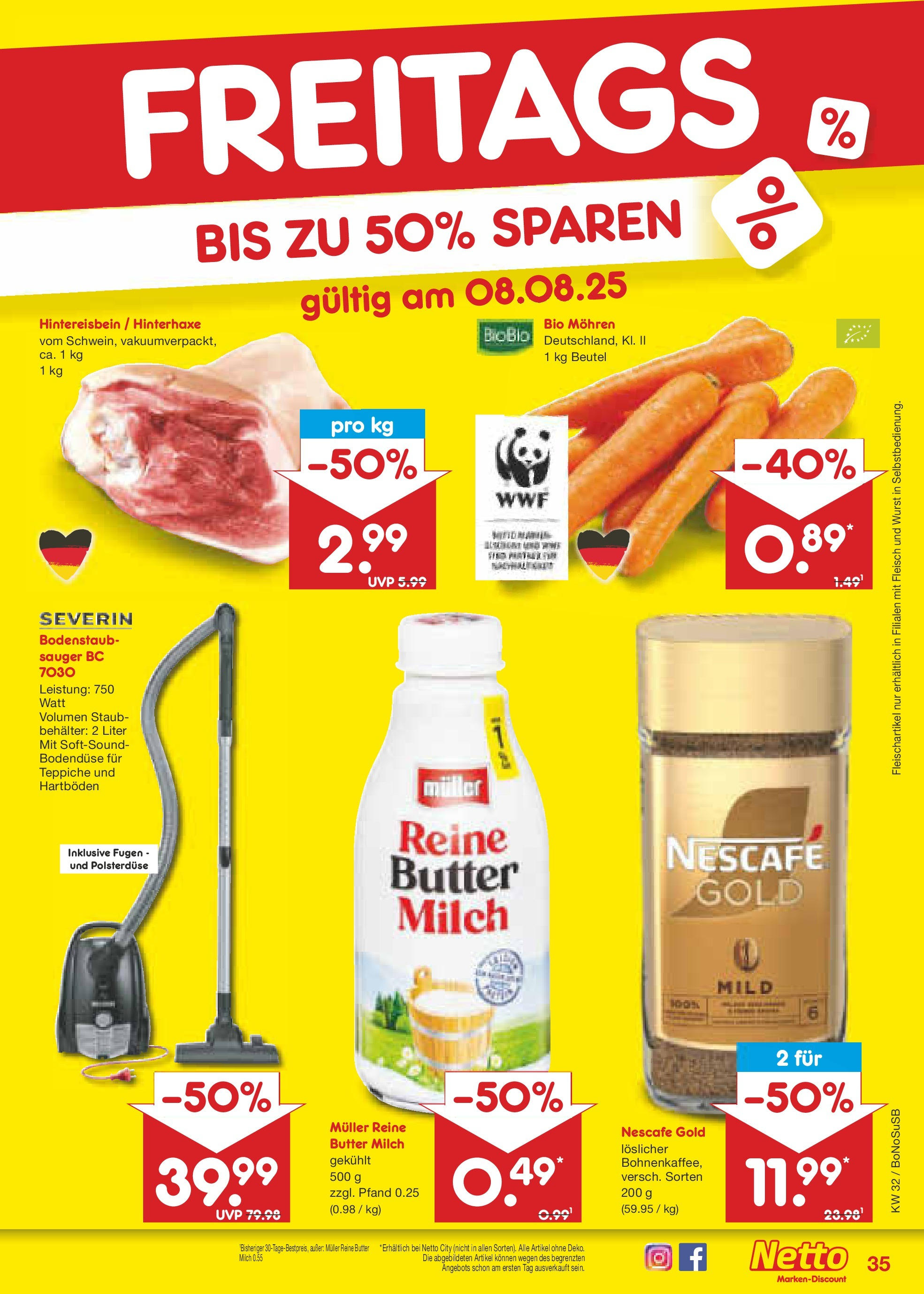 Netto Marken-Discount prospekt Stadtlohn (ab 04.08.2025) » Angebote | Seite: 59 | Produkte: Butter, Mohren, Wurst, Nescafe gold Netto Marken-Discount prospekt Stadtlohn (ab 04.08.2025) » Angebote | Seite: 59 | Produkte: Butter, Mohren, Wurst, Nescafe gold