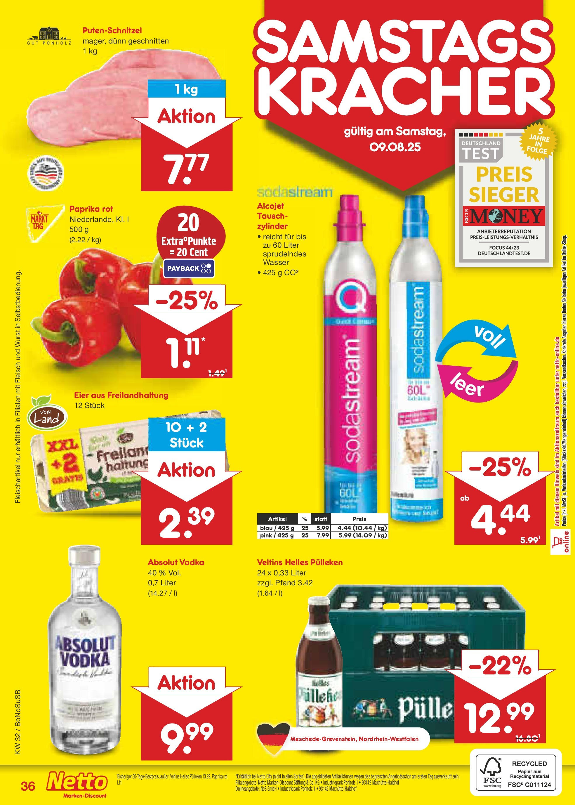 Netto Marken-Discount prospekt Stadtlohn (ab 04.08.2025) » Angebote | Seite: 60 | Produkte: Wasser, Paprika, Putenschnitzel, Sodastream Netto Marken-Discount prospekt Stadtlohn (ab 04.08.2025) » Angebote | Seite: 60 | Produkte: Wasser, Paprika, Putenschnitzel, Sodastream